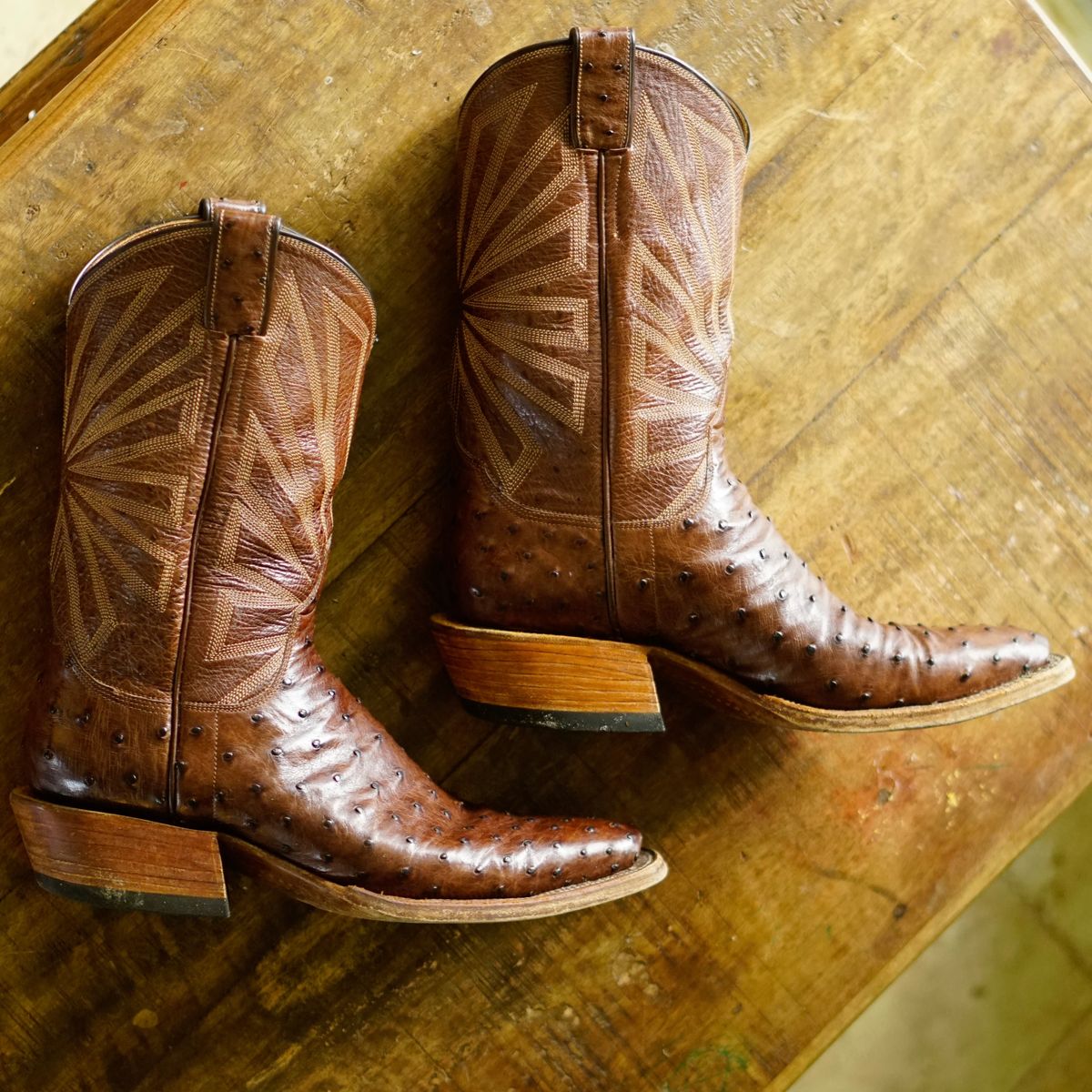 Photo by thenewreligion on November 4, 2024 of the Self-Made Cowboy Boot in Kango Tobac Ostrich.