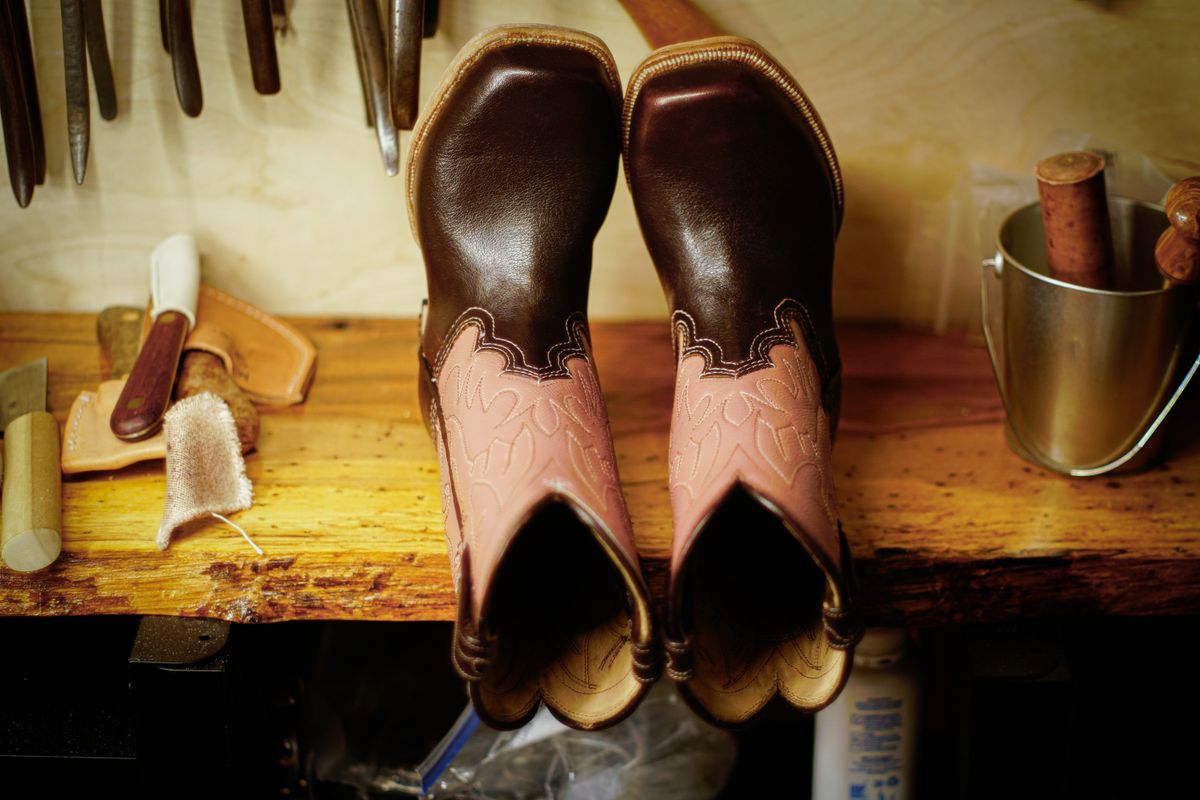 Photo by thenewreligion on November 4, 2024 of the Self-Made Cowboy Boot in Water Buffalo.