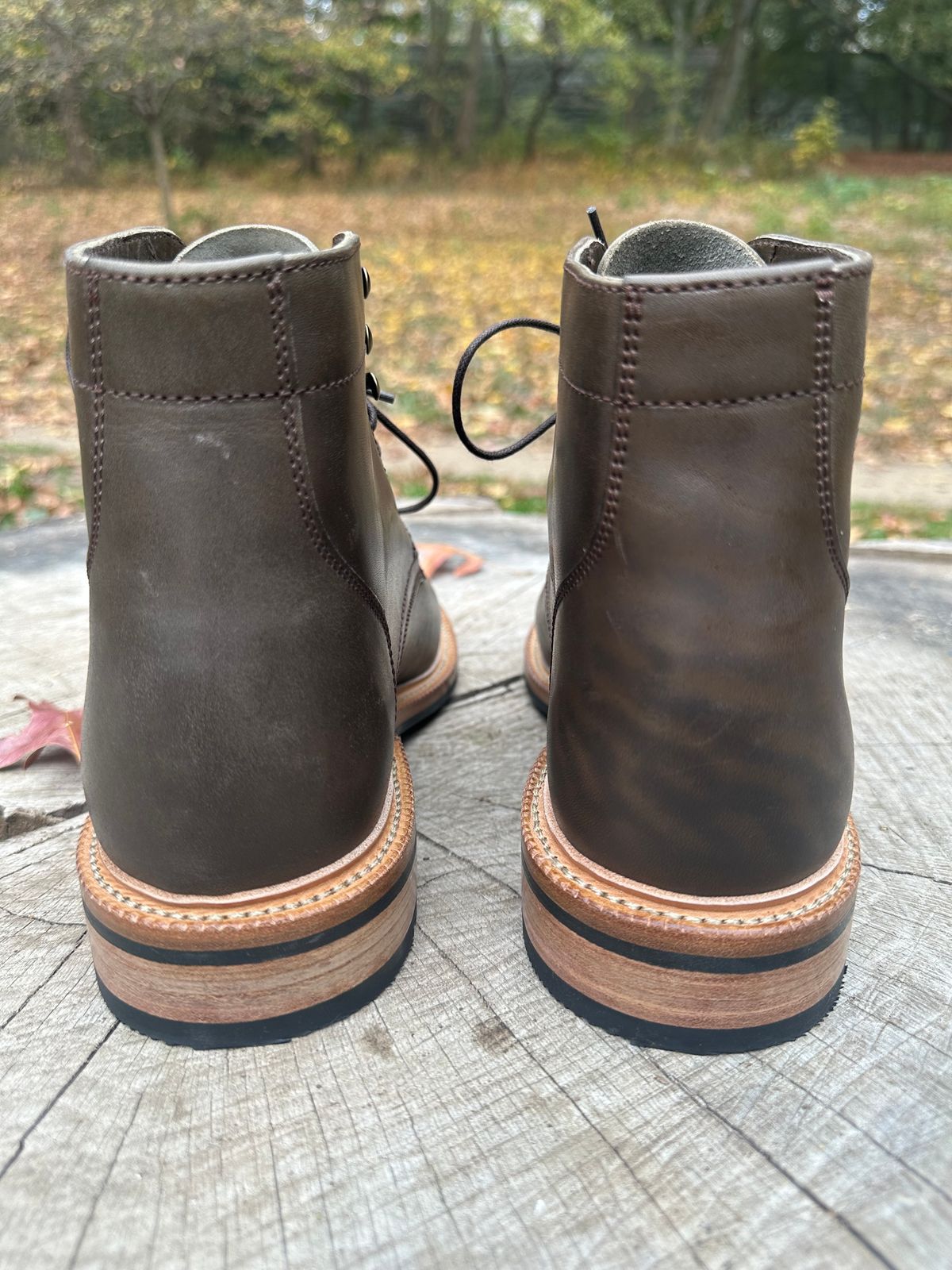 Photo by DenimKnight on November 1, 2024 of the Parkhurst The Allen in Maryam Asphalt Waxed Horsebutt.