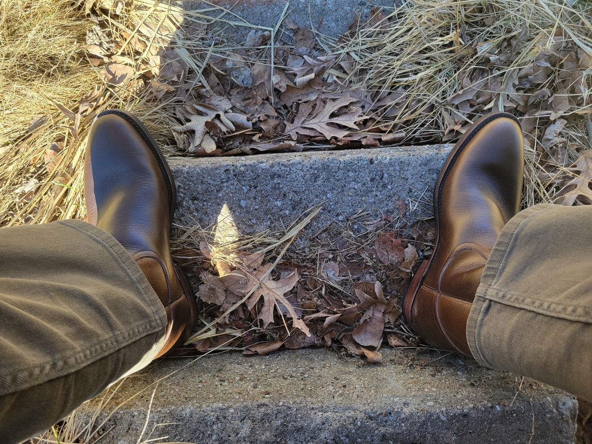 Photo by GrantR on March 9, 2026 of the Unmarked Unmarked / Lechuguera in Unmarked / "Super Heavy" Dark Brown Pull-up.