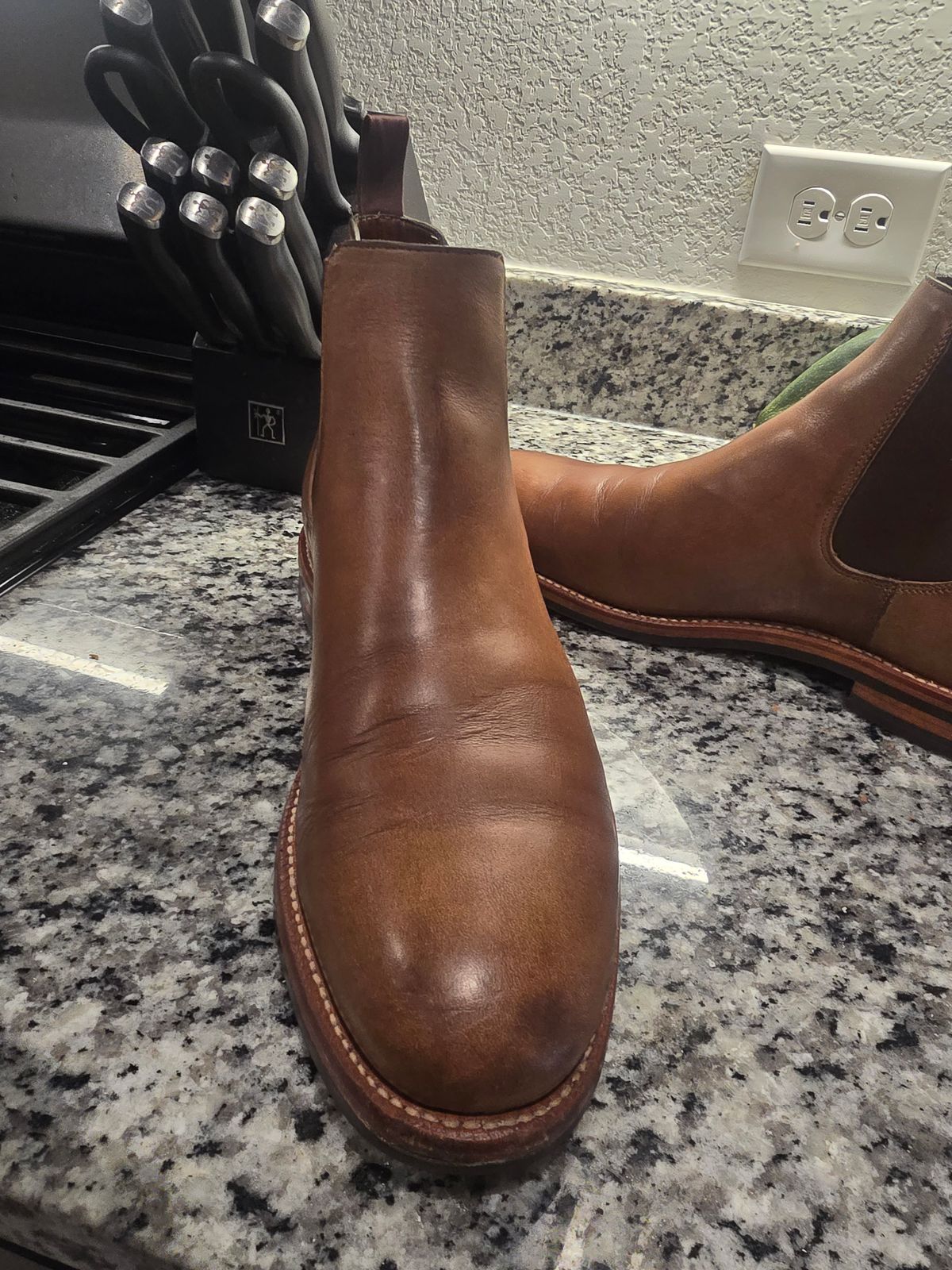 Photo by njjones9000 on October 5, 2025 of the Grant Stone Chelsea Boot in Horween Dune Chromexcel.