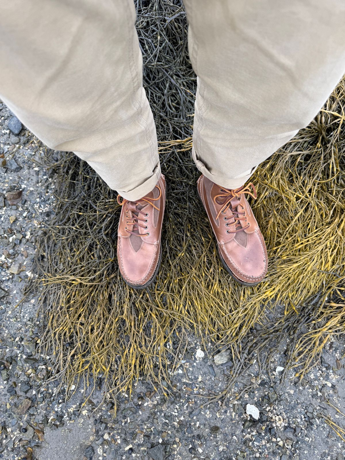Photo by Fip_Schbelvitz on July 14, 2025 of the Easymoc Rangeley Boot in Horween Natural Chromexcel & American Mole Suede.