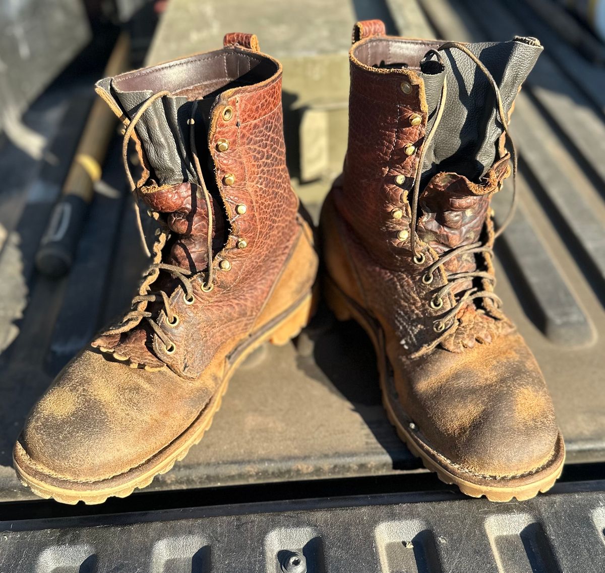 Photo by reformedforester on November 6, 2025 of the JK Boots O.T. in Bison Roughout & Bison Smooth.