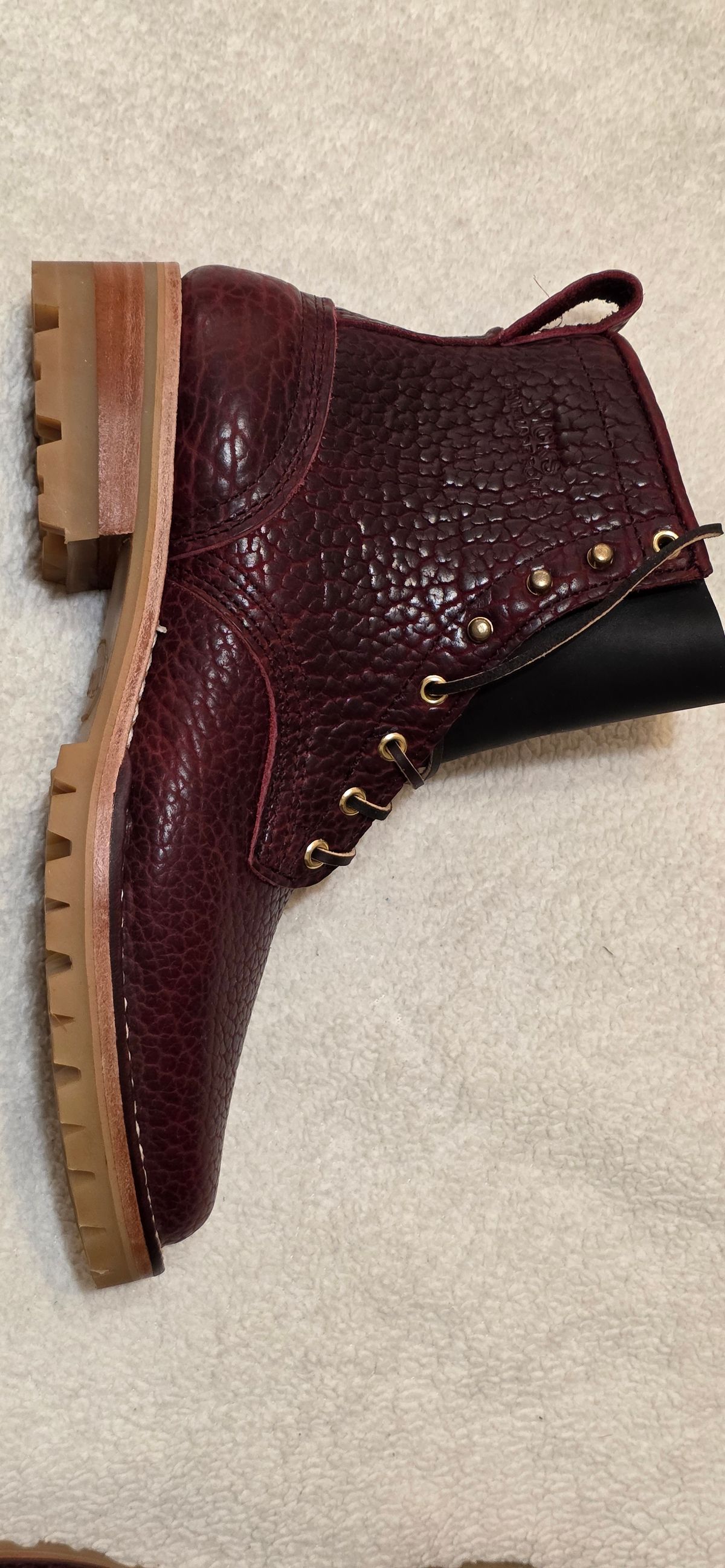 Photo by mknewman on November 3, 2025 of the Nicks 1925 Last Dress Boot in Law Tanning Oxblood Smooth Shruken Bison.