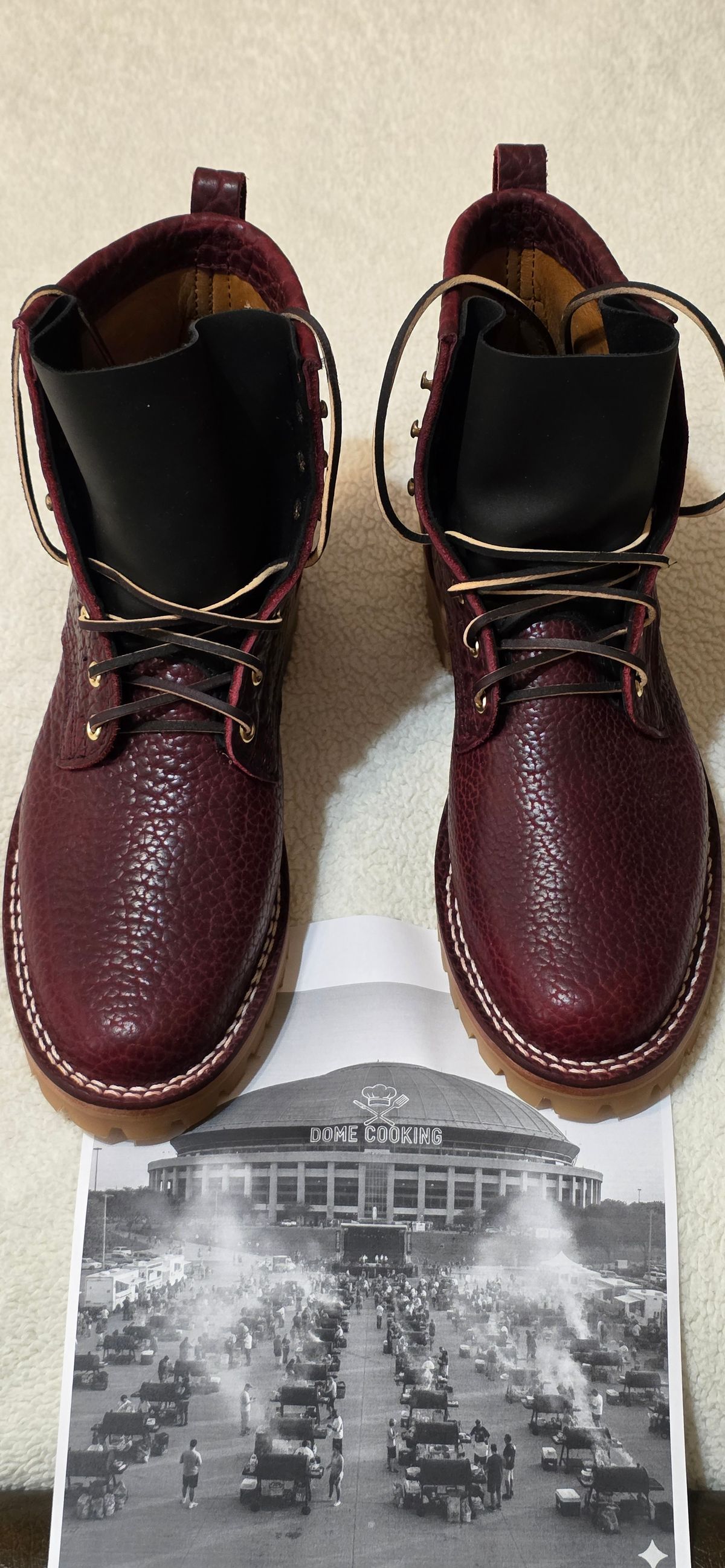 Photo by mknewman on November 3, 2025 of the Nicks 1925 Last Dress Boot in Law Tanning Oxblood Smooth Shruken Bison.