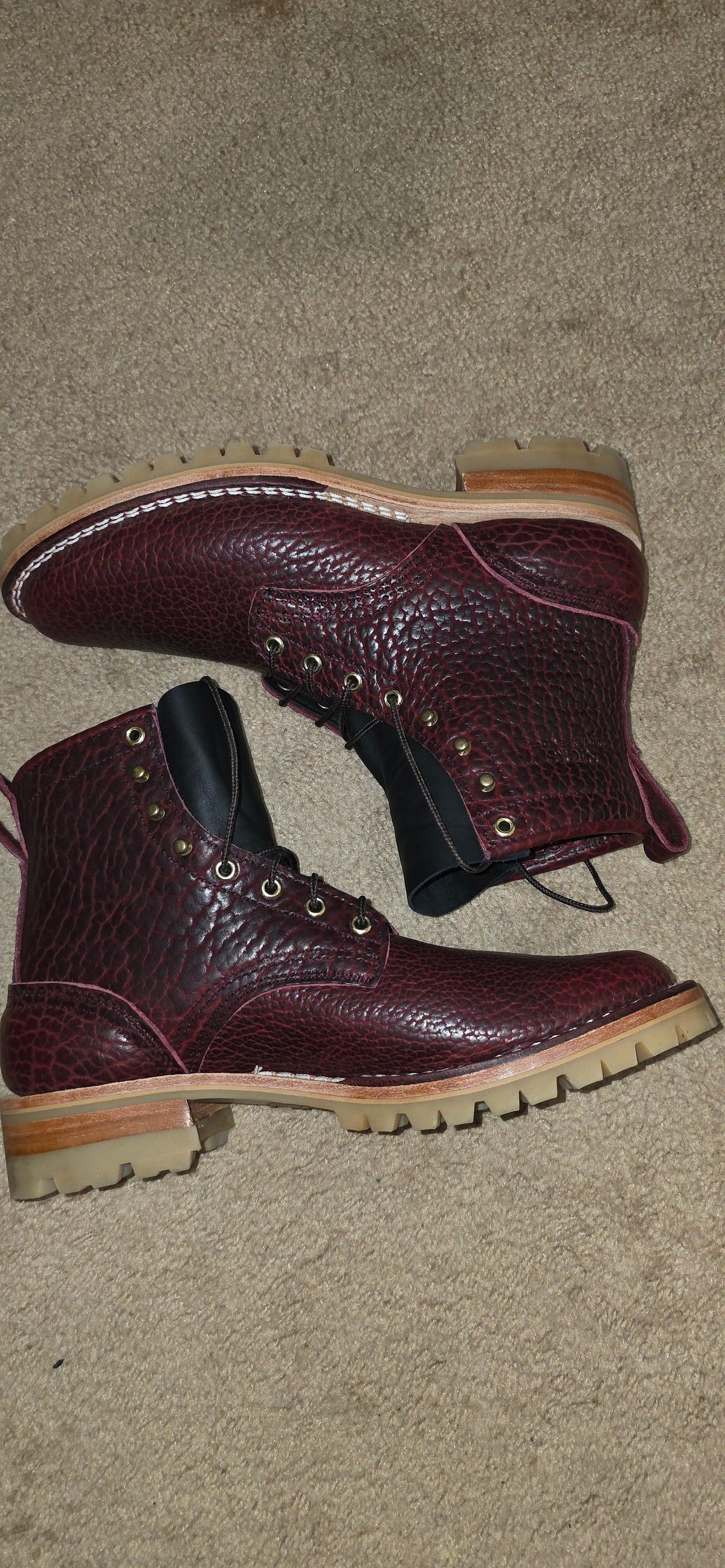 Photo by mknewman on November 8, 2025 of the Nicks 1925 Last Dress Boot in Law Tanning Oxblood Smooth Shruken Bison.