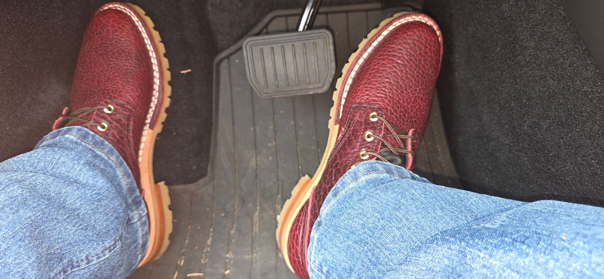 Photo by mknewman on November 19, 2025 of the Nicks 1925 Last Dress Boot in Law Tanning Oxblood Smooth Shruken Bison.