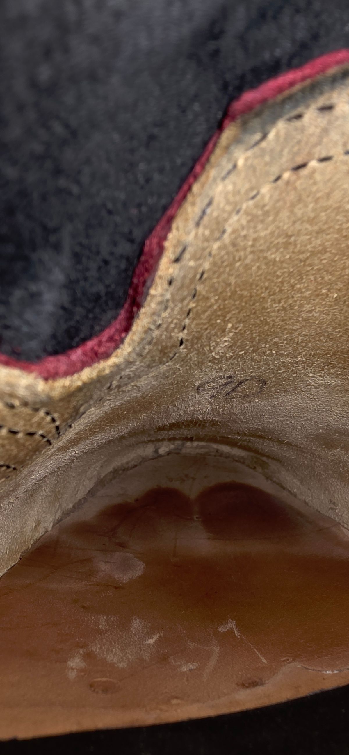 Photo by mknewman on November 28, 2025 of the Nicks 1925 Last Dress Boot in Law Tanning Oxblood Smooth Shruken Bison.