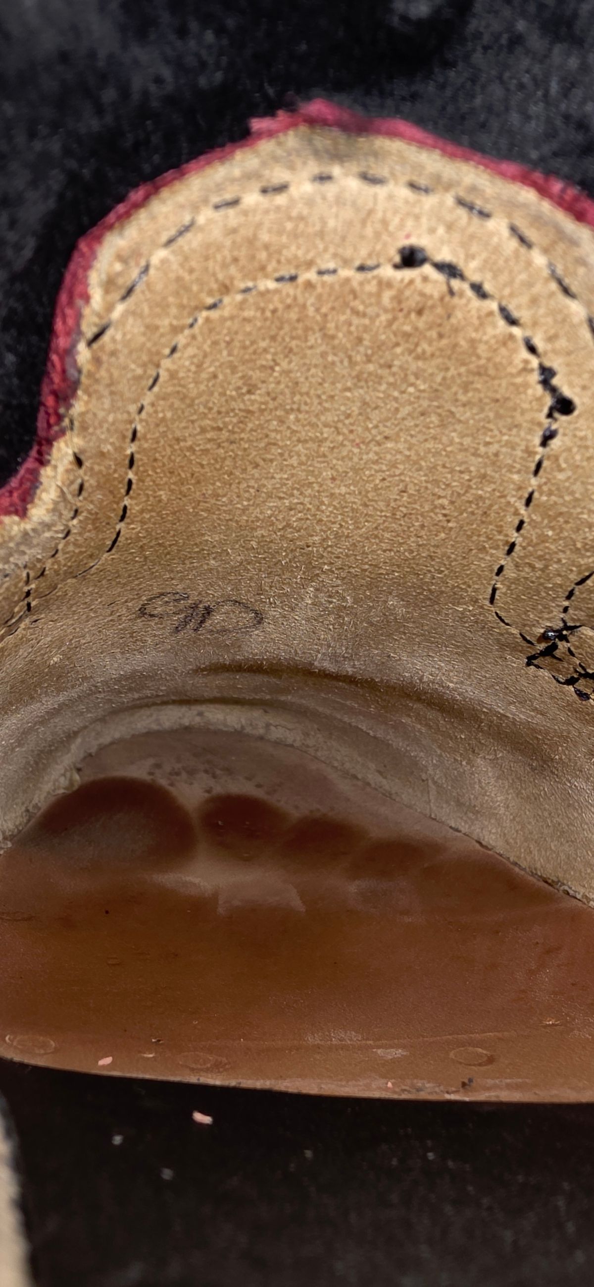 Photo by mknewman on November 28, 2025 of the Nicks 1925 Last Dress Boot in Law Tanning Oxblood Smooth Shruken Bison.