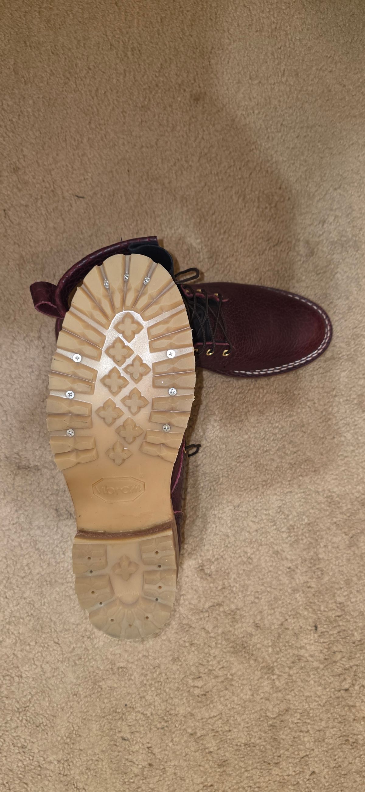 Photo by mknewman on December 1, 2025 of the Nicks 1925 Last Dress Boot in Law Tanning Oxblood Smooth Shruken Bison.