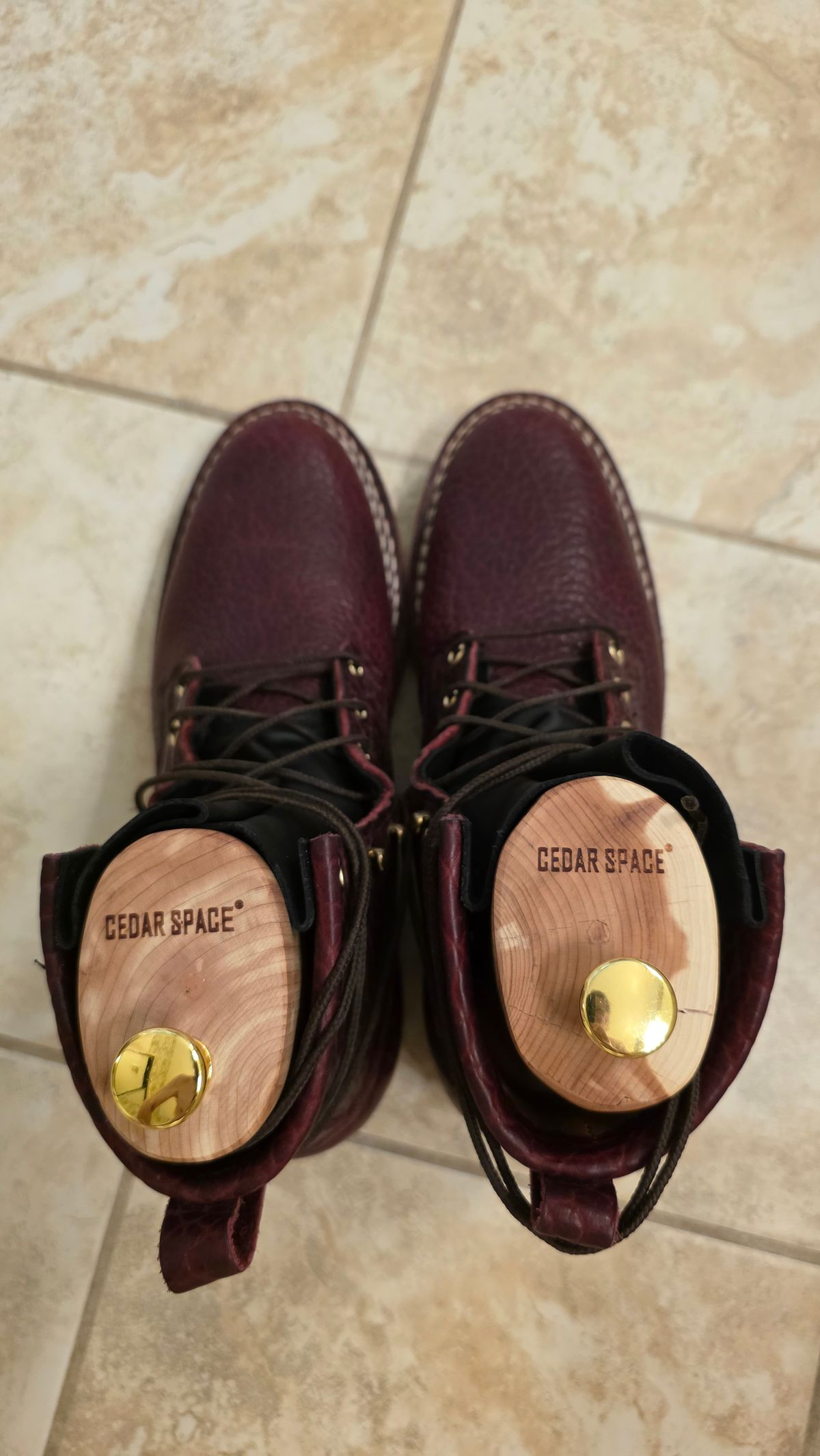 Photo by mknewman on March 1, 2026 of the Nicks 1925 Last Dress Boot in Law Tanning Oxblood Smooth Shruken Bison.