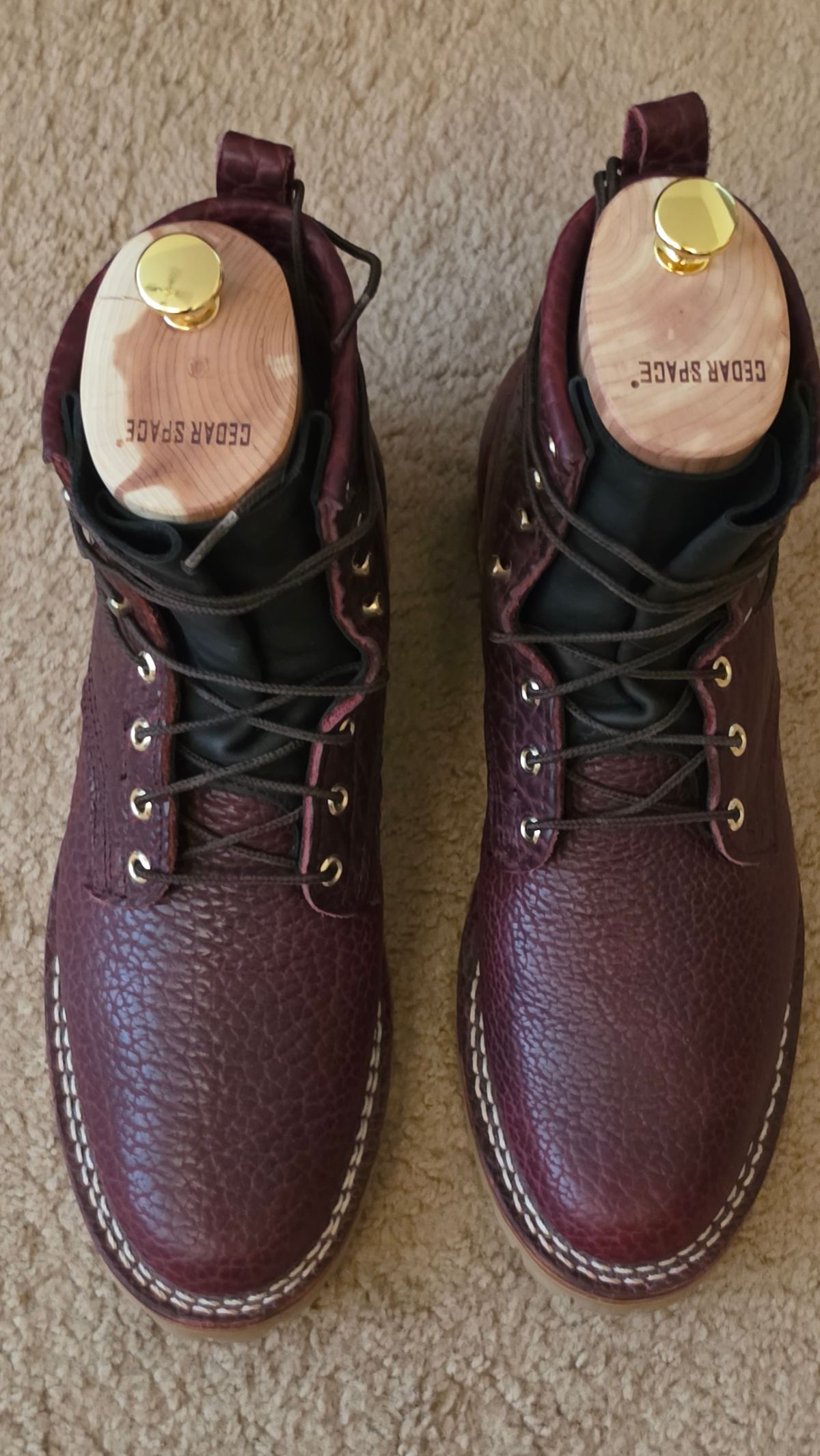 Photo by mknewman on March 7, 2026 of the Nicks 1925 Last Dress Boot in Law Tanning Oxblood Smooth Shruken Bison.