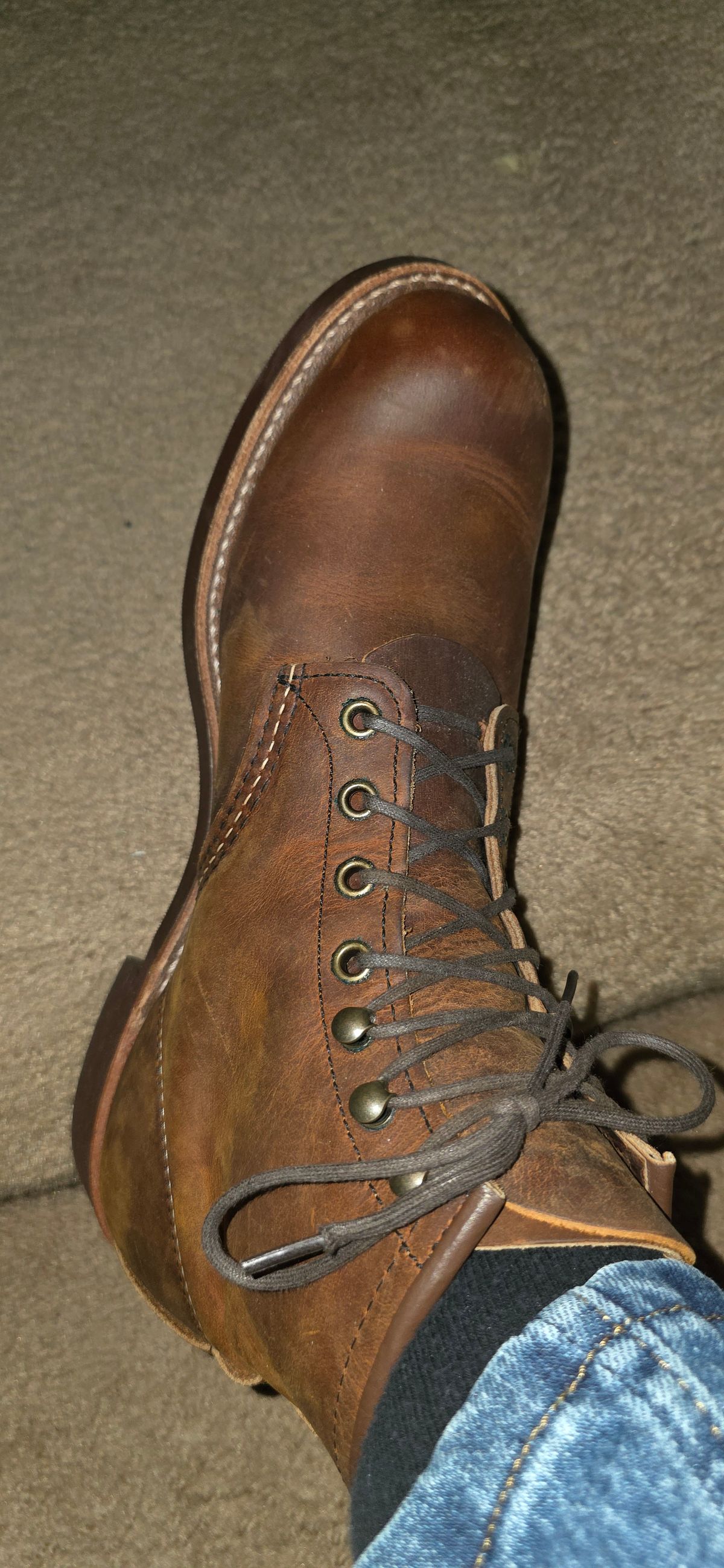 Photo by mknewman on August 8, 2025 of the Red Wing Blacksmith in S.B. Foot Copper Rough and Tough.