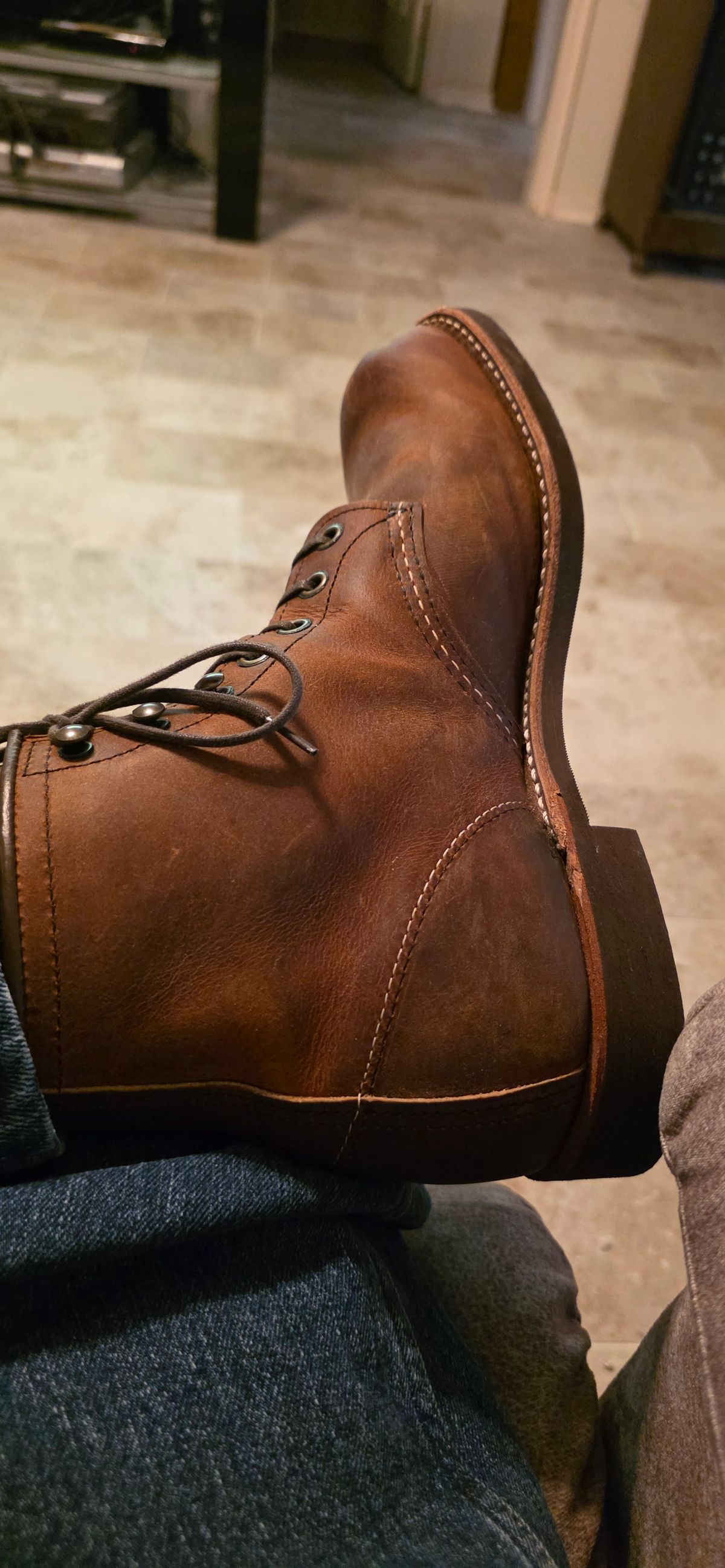 Photo by mknewman on August 21, 2025 of the Red Wing Blacksmith in S.B. Foot Copper Rough and Tough.