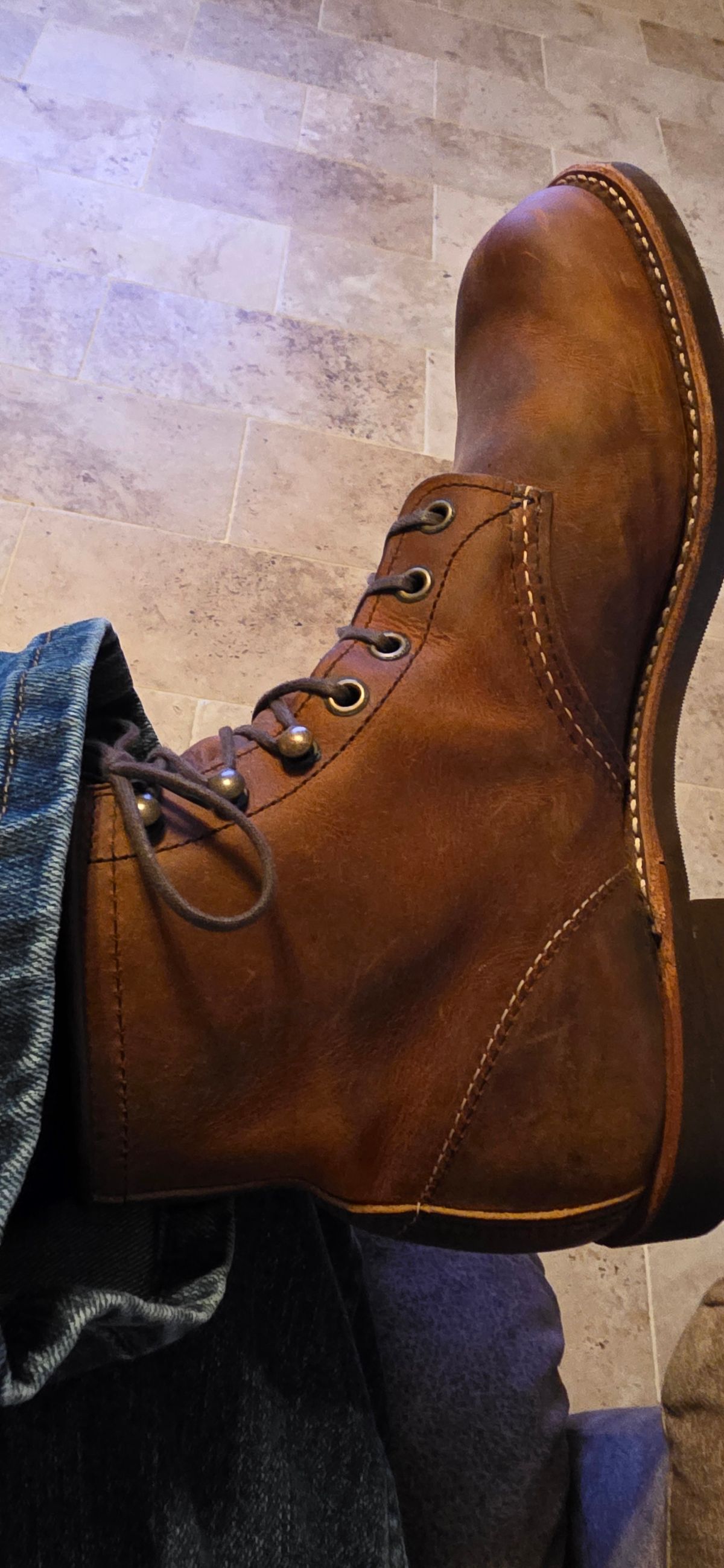 Photo by mknewman on September 29, 2025 of the Red Wing Blacksmith in S.B. Foot Copper Rough and Tough.