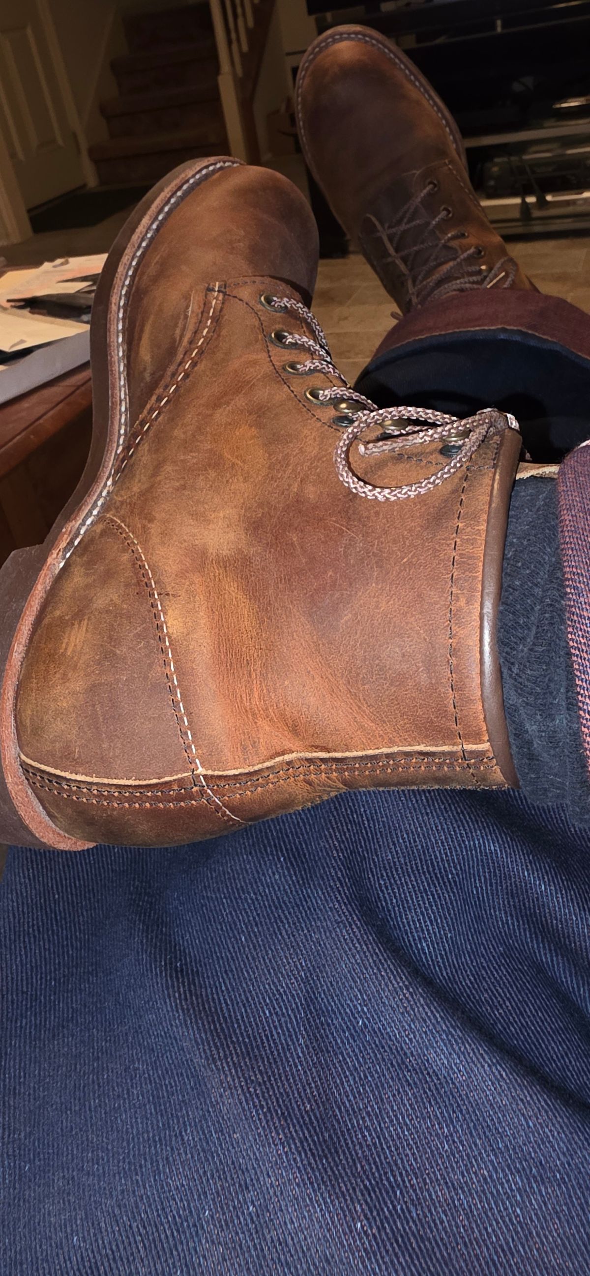 Photo by mknewman on December 15, 2025 of the Red Wing Blacksmith in S.B. Foot Copper Rough and Tough.