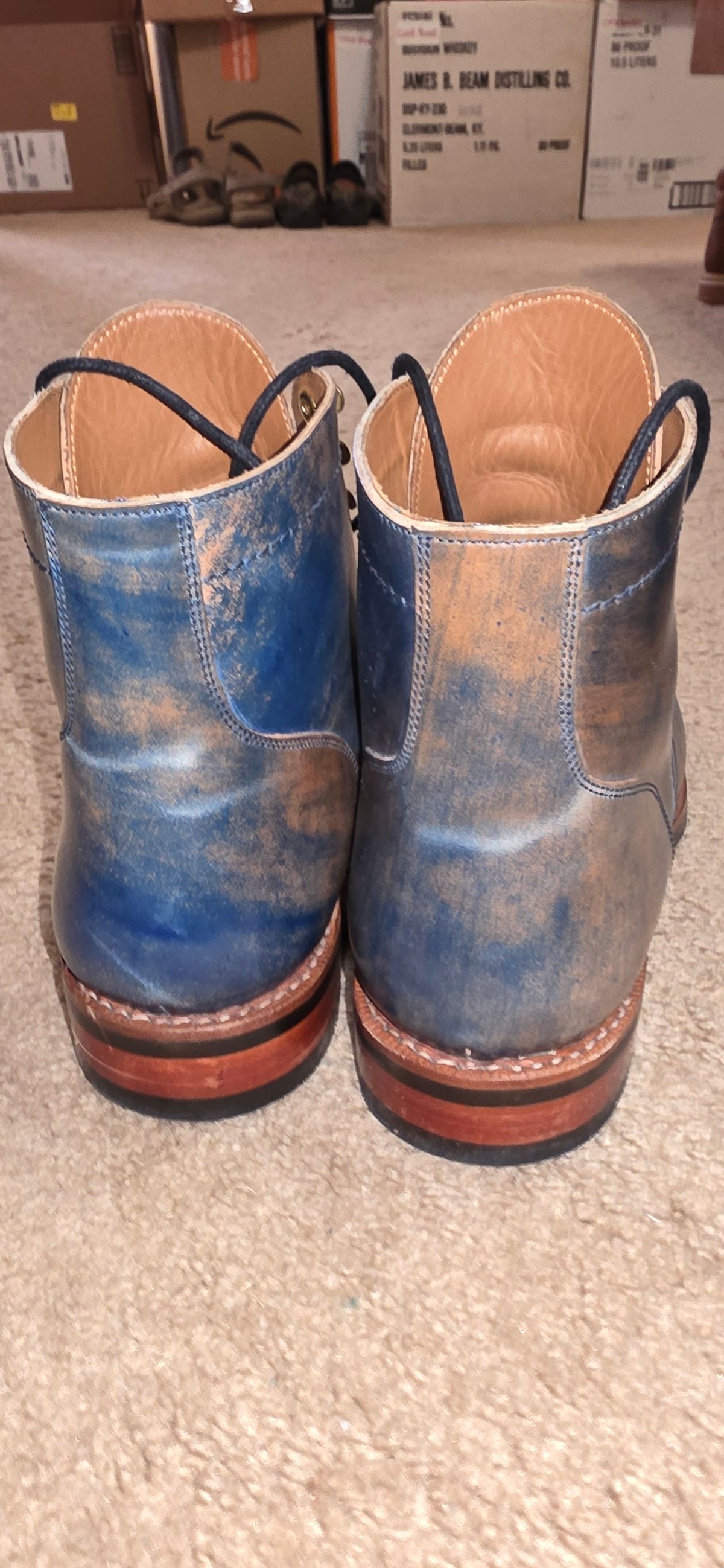 Photo by mknewman on July 12, 2025 of the Blkbrd Shoemaker Custom Model in Rocado - "Marbled" Shell Cordovan - Veg Tanned (Ocean).