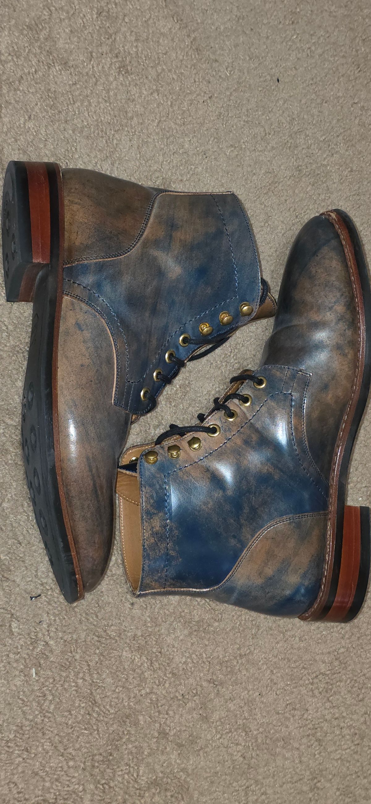 Photo by mknewman on October 26, 2025 of the Blkbrd Shoemaker Ocean in Rocado - "Marbled" Shell Cordovan - Veg Tanned (Ocean).