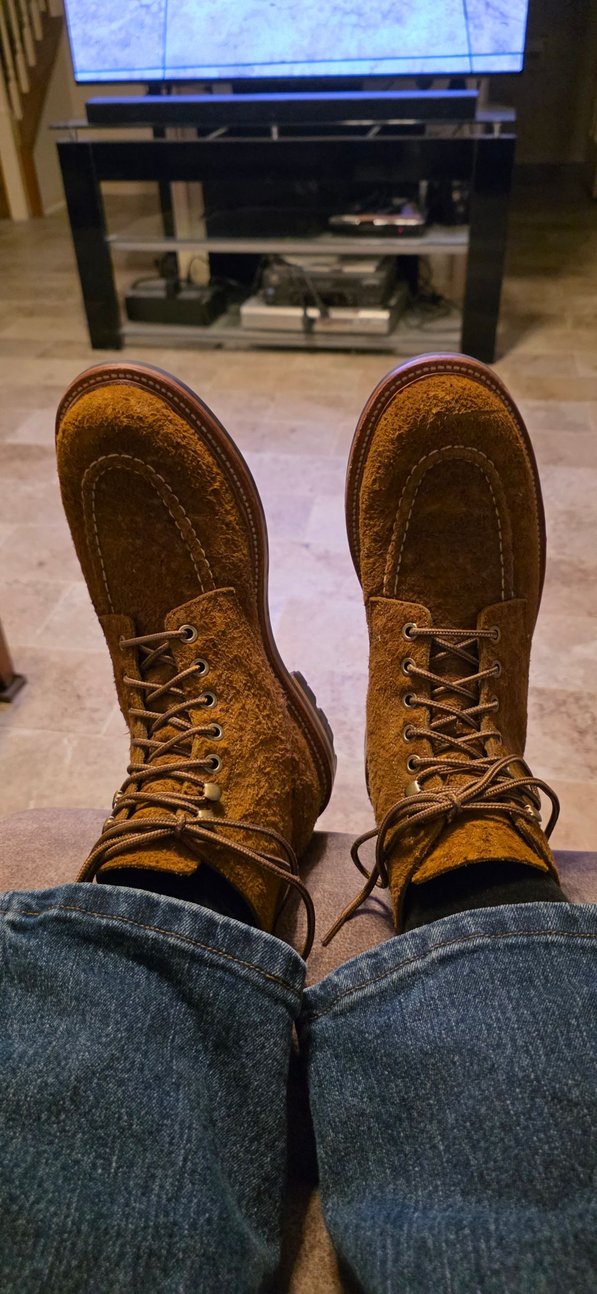 Photo by mknewman on August 22, 2025 of the Grant Stone Brass Boot in C.F. Stead Bronze Rough Mohawk.