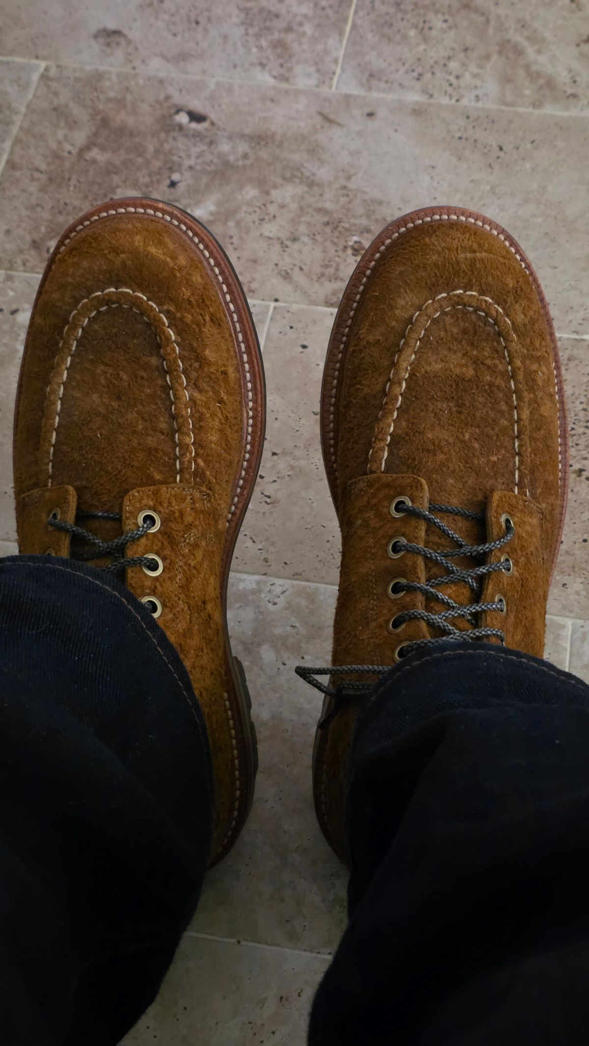Photo by mknewman on February 17, 2026 of the Grant Stone Brass Boot in C.F. Stead Bronze Rough Mohawk.