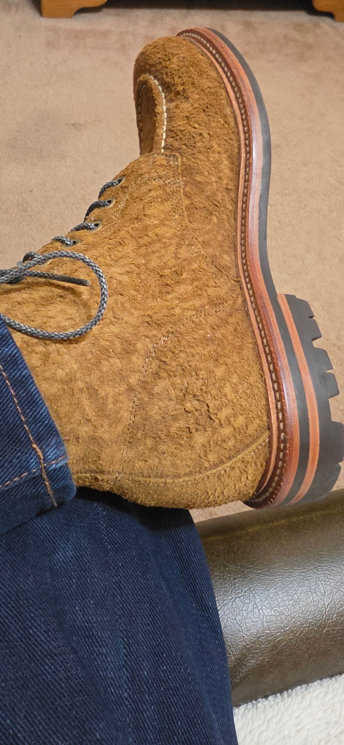 Photo by mknewman on April 19, 2026 of the Grant Stone Brass Boot in C.F. Stead Bronze Rough Mohawk.