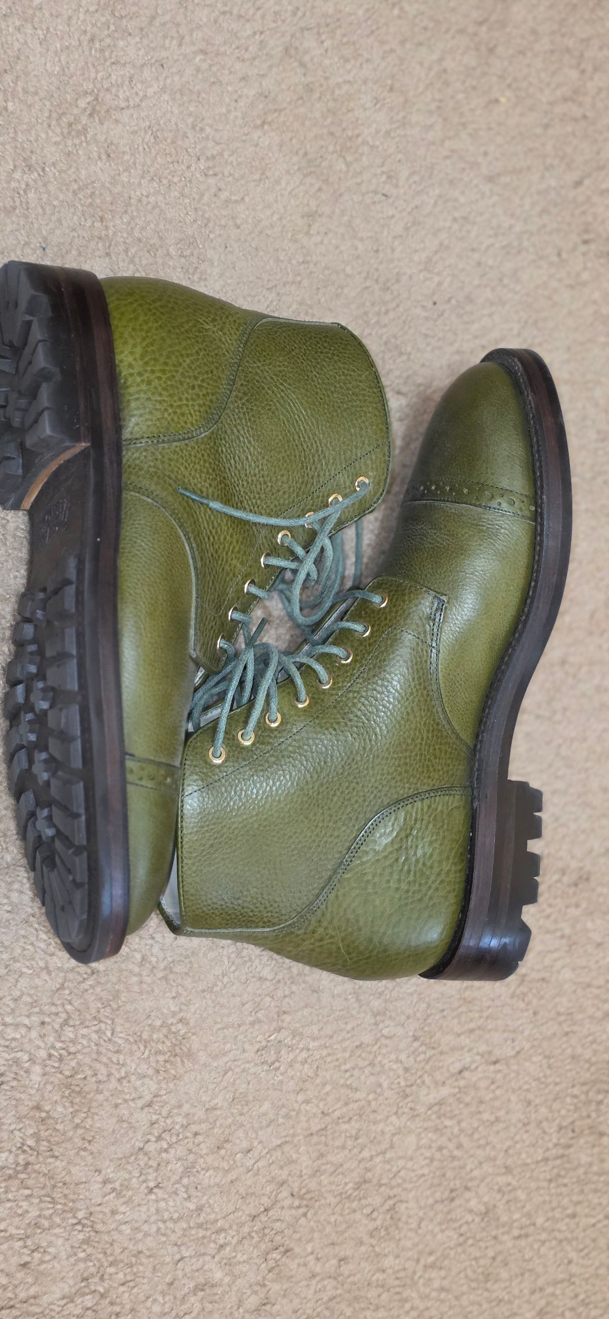 Photo by mknewman on September 6, 2025 of the Grant Stone Garrison Boot in Badalassi Carlo Oliva Minerva Box.