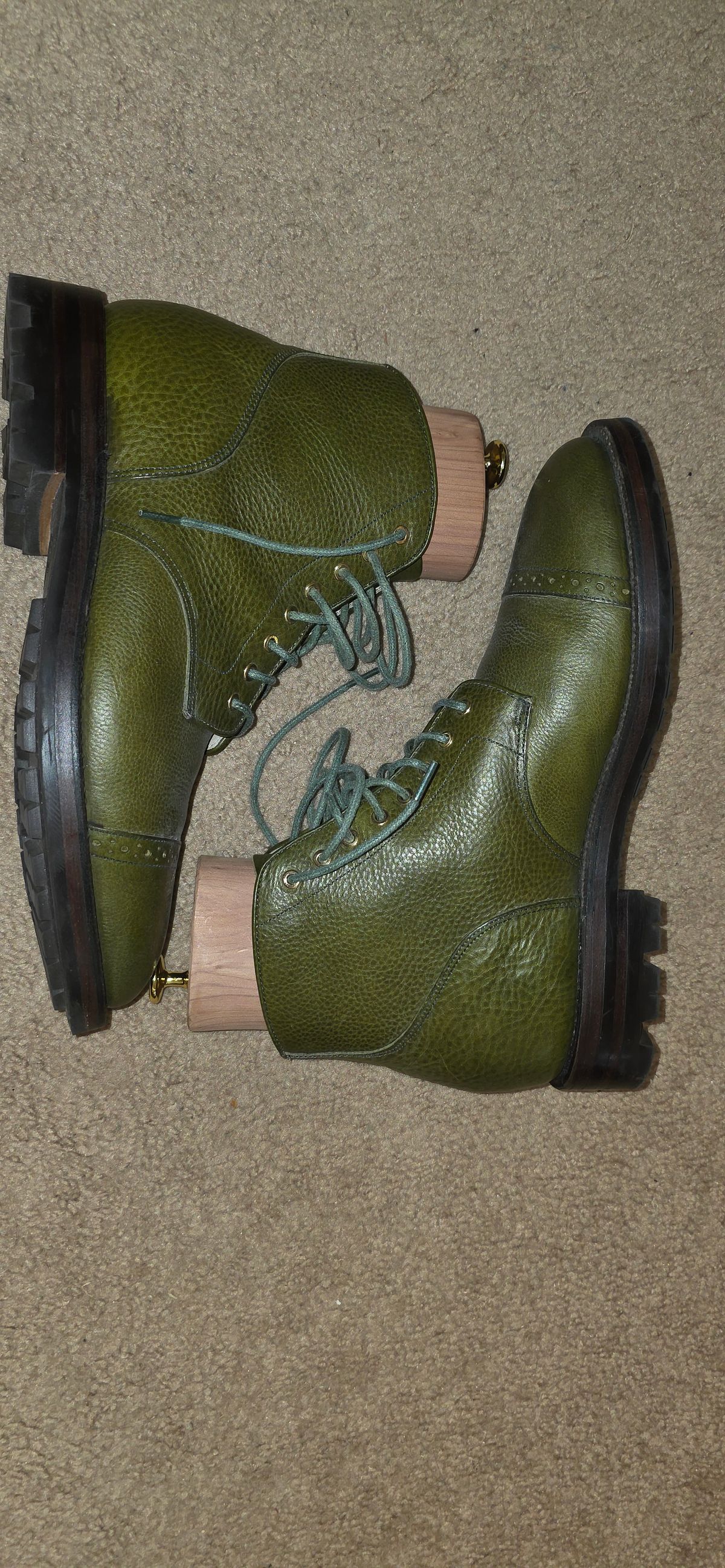 Photo by mknewman on September 15, 2025 of the Grant Stone Garrison Boot in Badalassi Carlo Oliva Minerva Box.