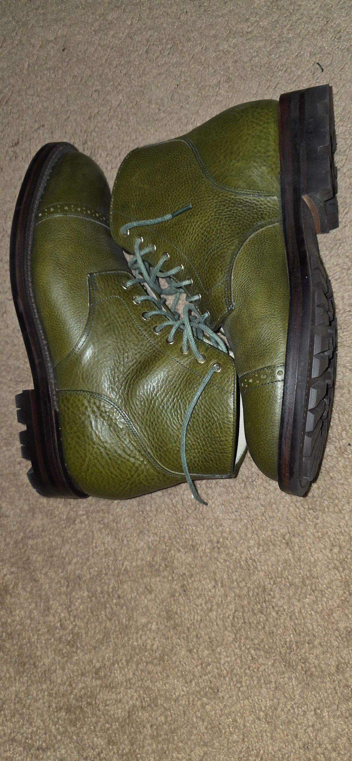 Photo by mknewman on October 30, 2025 of the Grant Stone Garrison Boot in Badalassi Carlo Oliva Minerva Box.