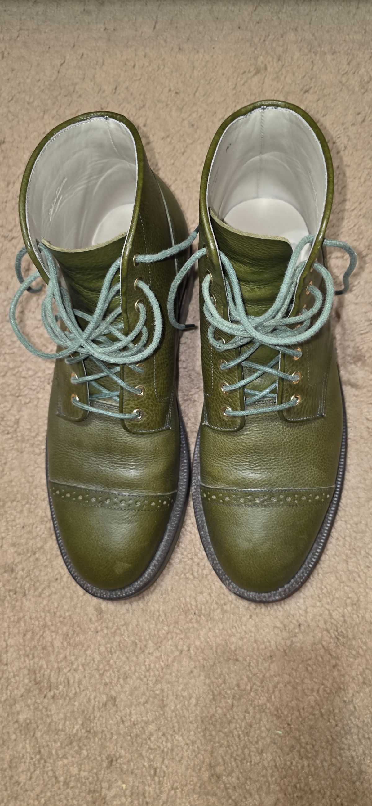 Photo by mknewman on October 30, 2025 of the Grant Stone Garrison Boot in Badalassi Carlo Oliva Minerva Box.