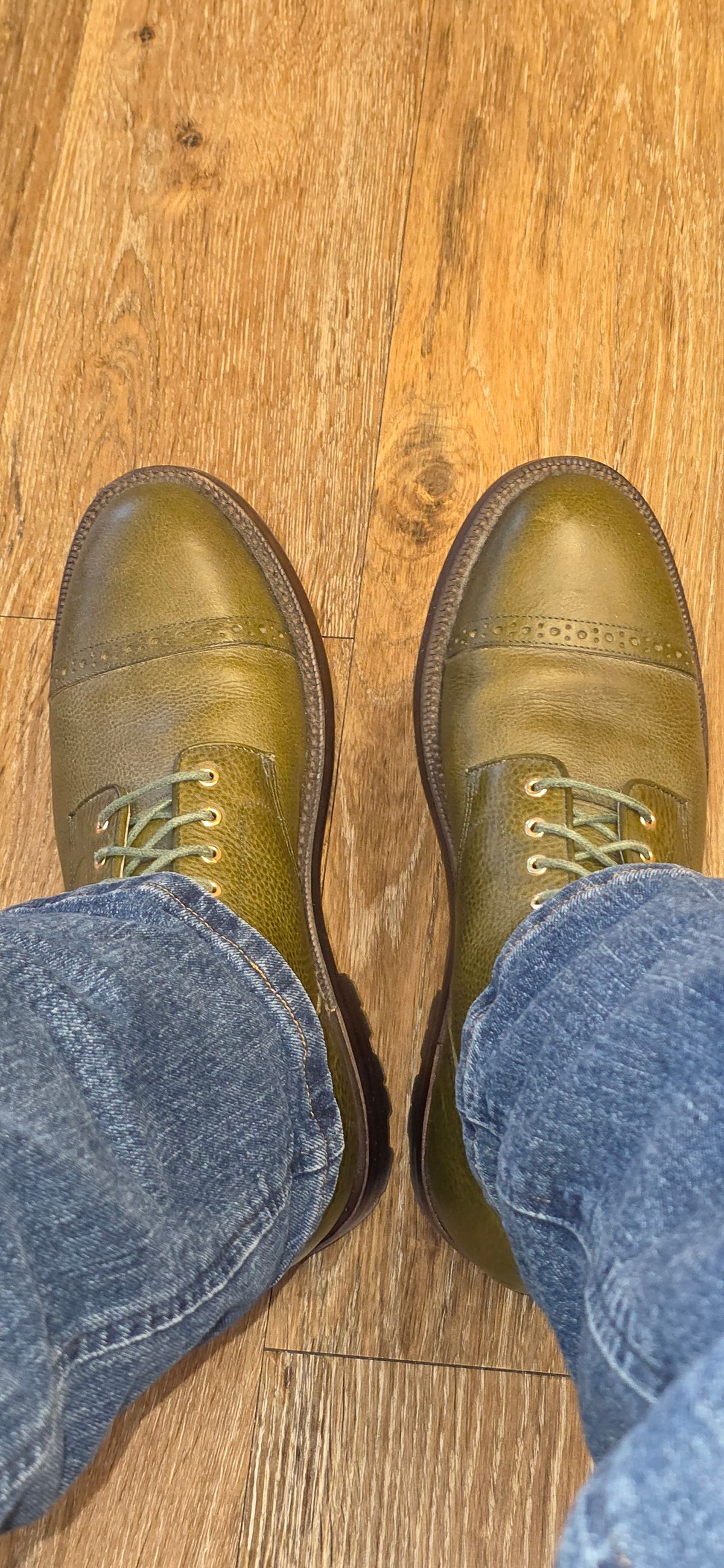 Photo by mknewman on October 30, 2025 of the Grant Stone Garrison Boot in Badalassi Carlo Oliva Minerva Box.