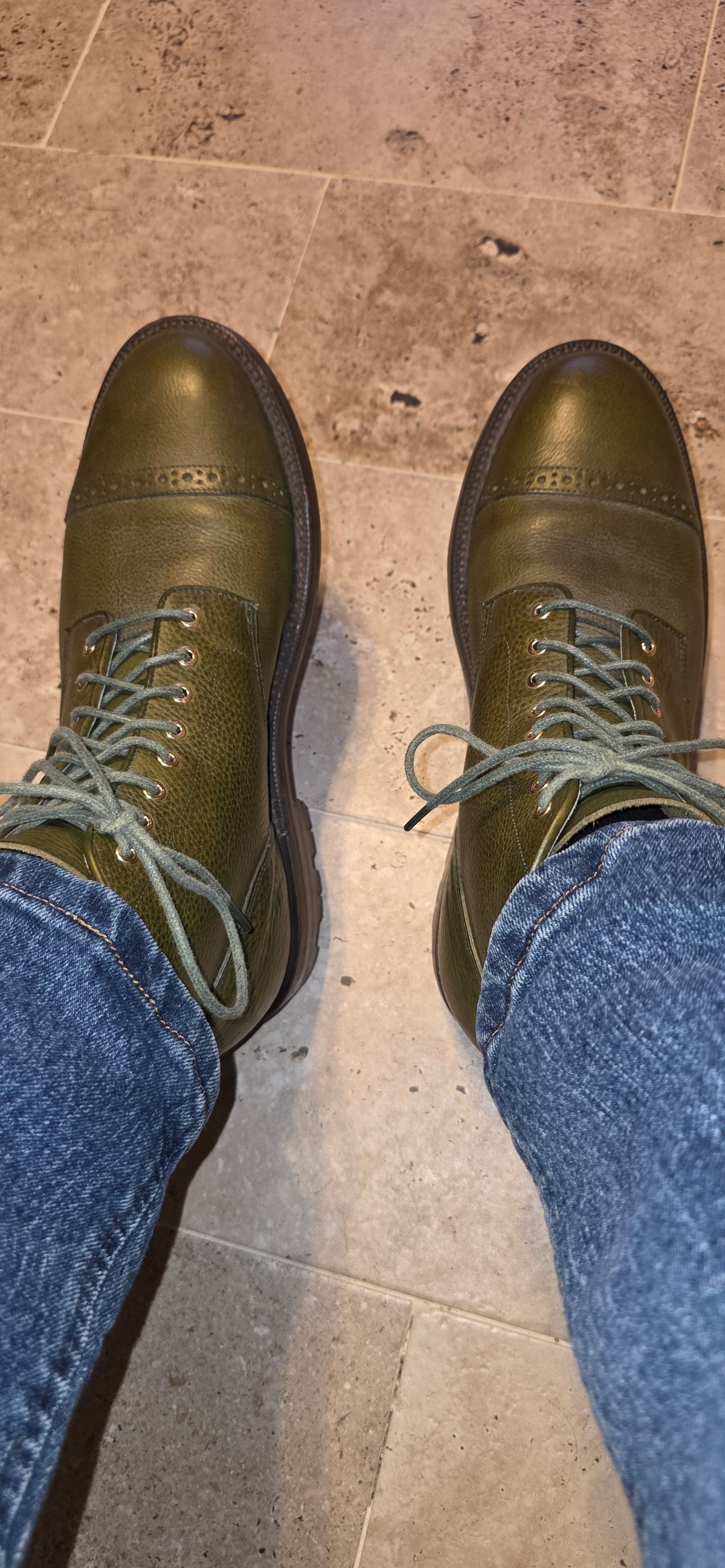 Photo by mknewman on November 26, 2025 of the Grant Stone Garrison Boot in Badalassi Carlo Oliva Minerva Box.