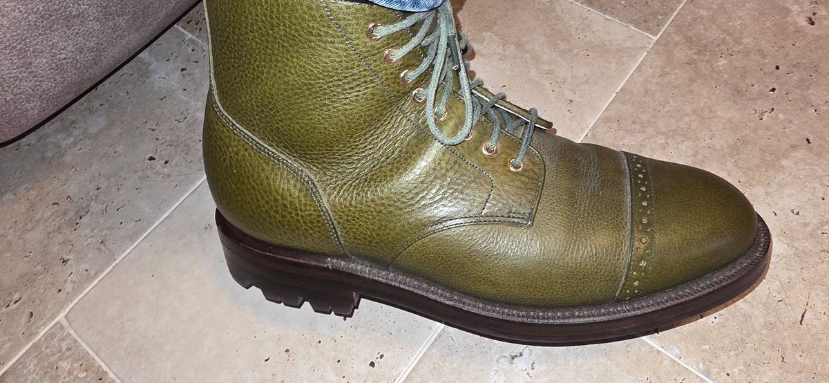 Photo by mknewman on November 26, 2025 of the Grant Stone Garrison Boot in Badalassi Carlo Oliva Minerva Box.