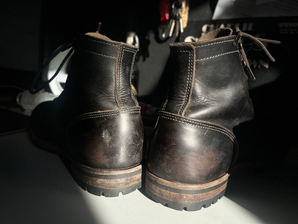 Photo by ambulambu on June 22, 2026 of the Truman Plain Toe Boot in Seidel Charcoal Double Shot.