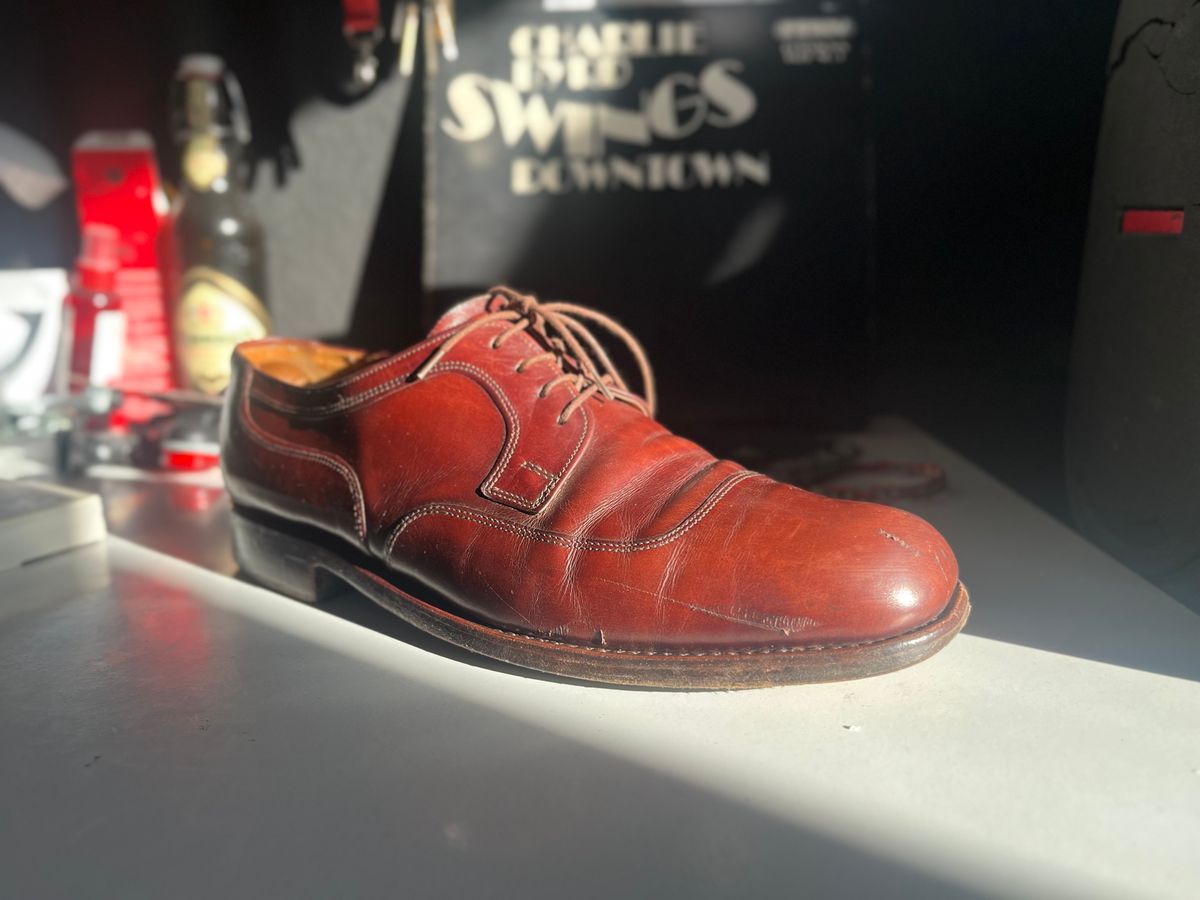 Photo by ambulambu on June 22, 2026 of the Ludwig Reiter Square Toe Derby in Unknown Natural Veg Tan.