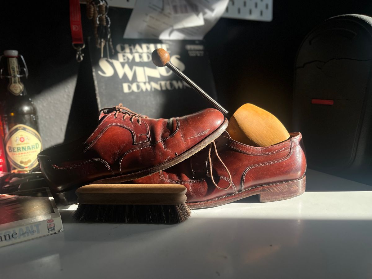 Photo by ambulambu on June 22, 2026 of the Ludwig Reiter Square Toe Derby in Unknown Natural Veg Tan.