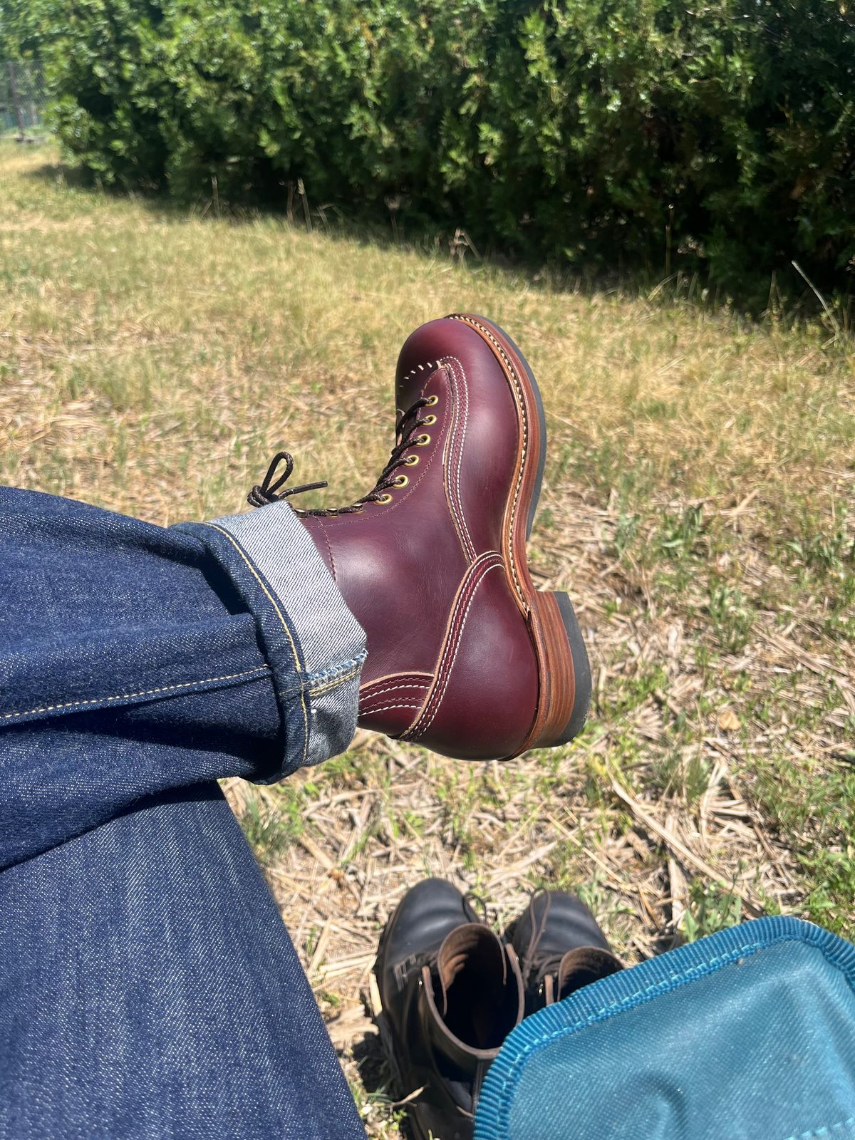 Photo by ambulambu on June 19, 2026 of the John Lofgren Donkey Puncher Boots in Horween Burgundy Chromexcel.