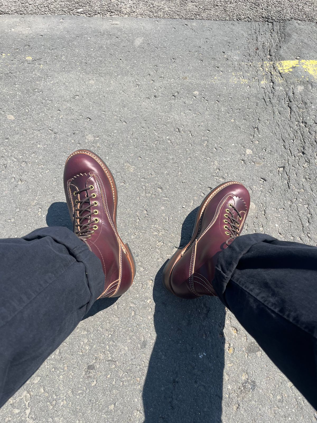 Photo by ambulambu on June 27, 2026 of the John Lofgren Donkey Puncher Boots in Horween Burgundy Chromexcel.