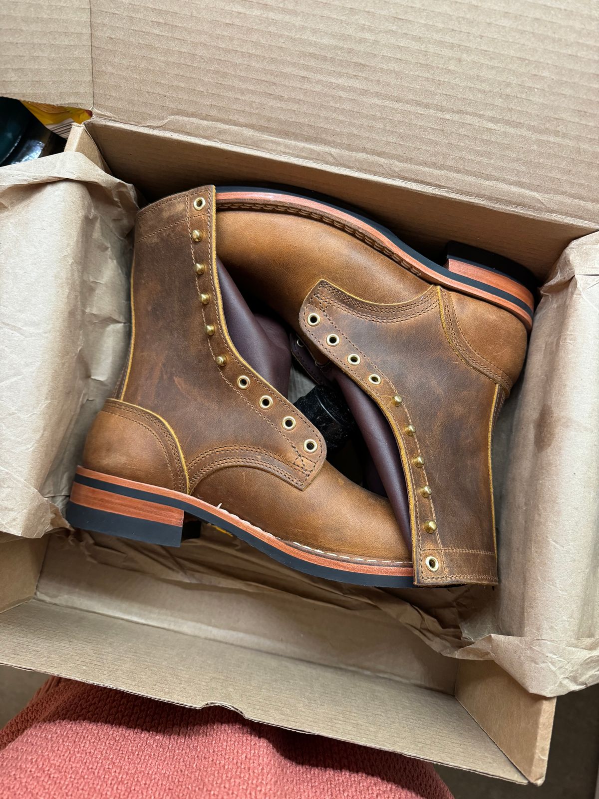Photo by Sebekhetep on February 14, 2024 of the Nicks Officer in Horween Orange Predator.