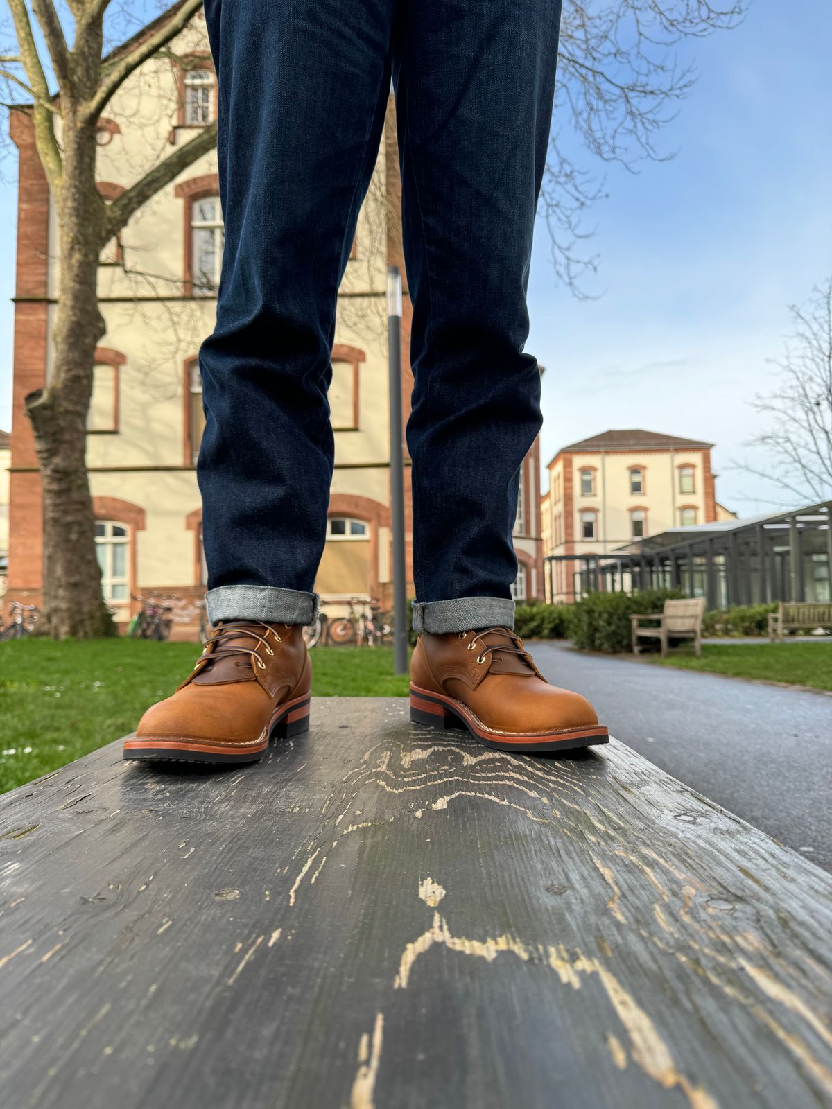 Photo by Sebekhetep on February 15, 2024 of the Nicks Officer in Horween Orange Predator.