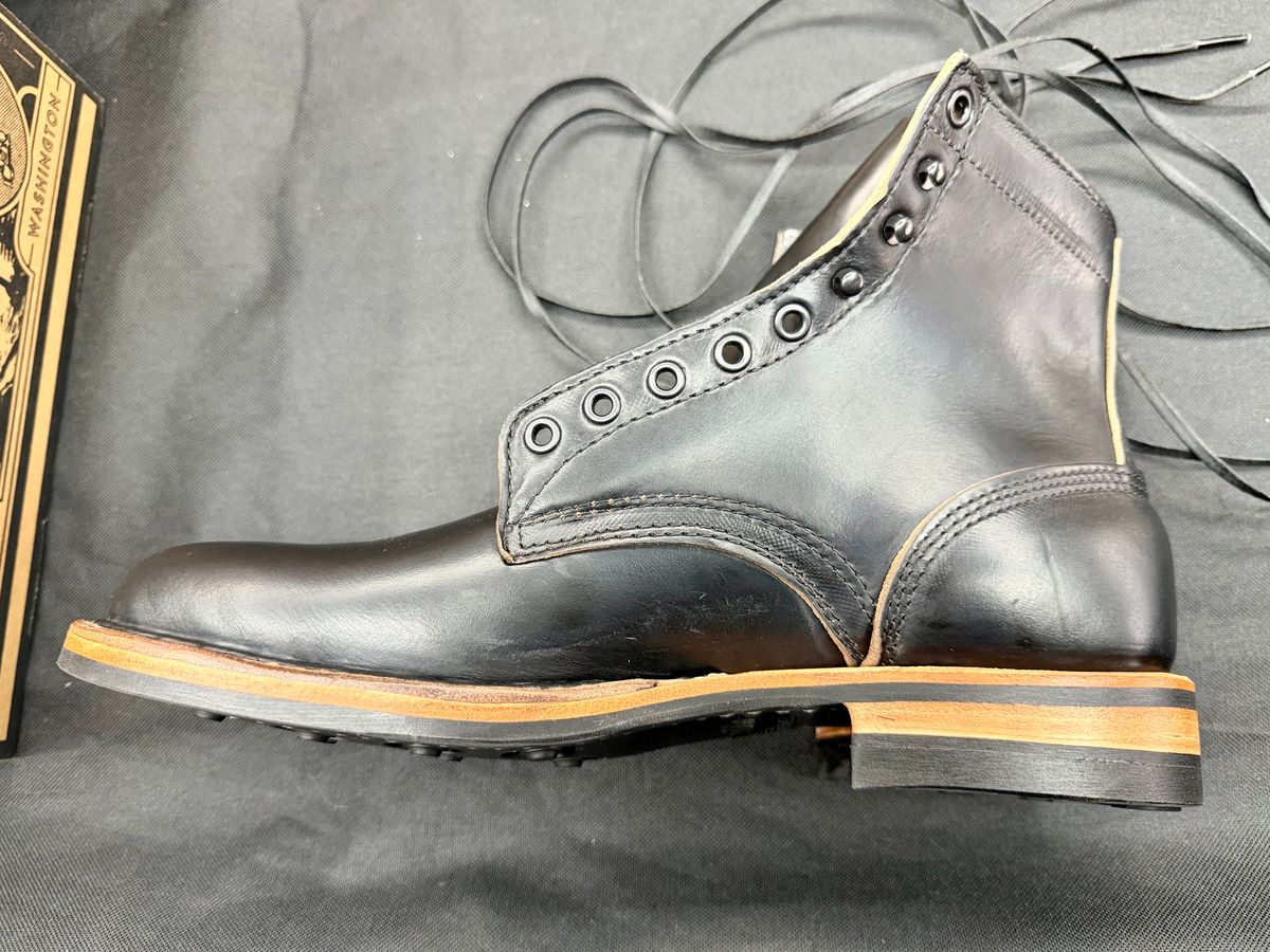 Photo by Yogi510 on December 23, 2025 of the White's MP-Sherman Plain Toe in Horween Black Chromexcel.