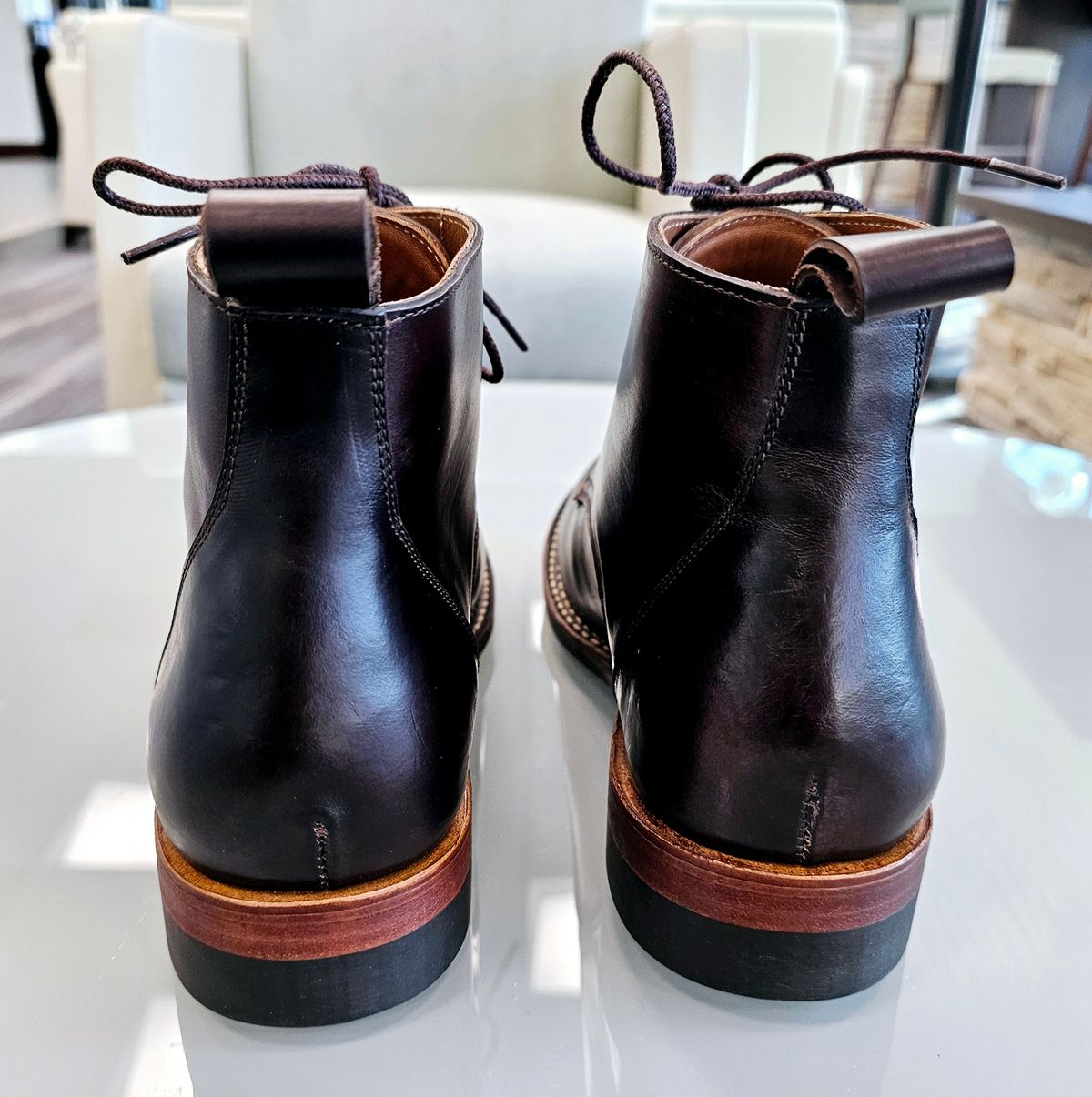 Photo by LeeRoss on November 1, 2024 of the Al's Attire Hand Made Type 1 Service Boot in Horween Brown Chromexcel Horsehide.
