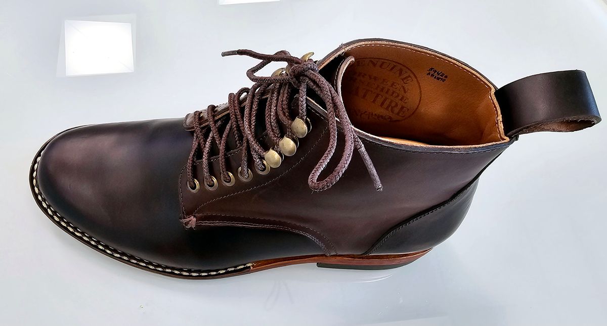 Photo by LeeRoss on November 1, 2024 of the Al's Attire Hand Made Type 1 Service Boot in Horween Brown Chromexcel Horsehide.