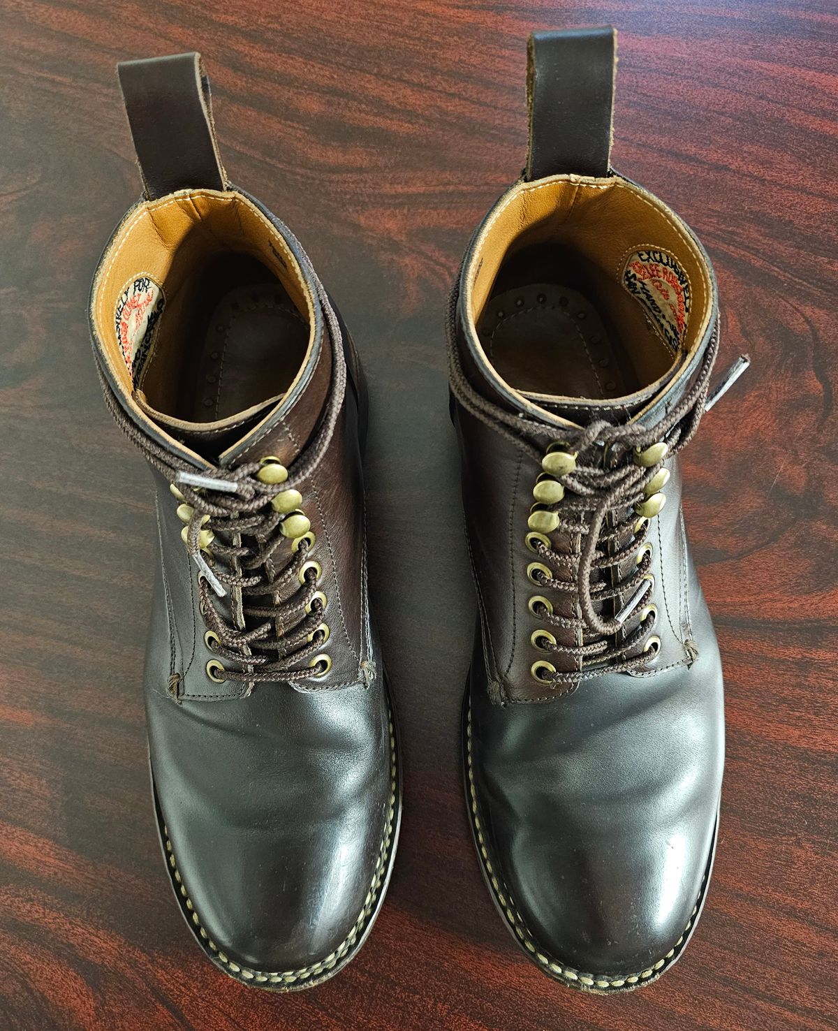 Photo by LeeRoss on December 5, 2024 of the Al's Attire Hand Made Type 1 Service Boot in Horween Brown Chromexcel Horsehide.
