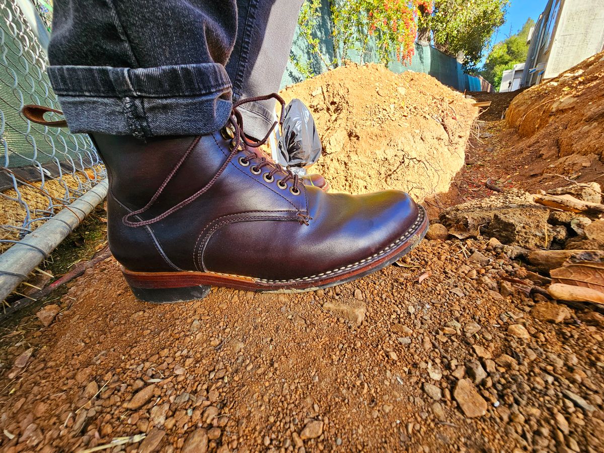 Photo by LeeRoss on December 5, 2024 of the Al's Attire Hand Made Type 1 Service Boot in Horween Brown Chromexcel Horsehide.