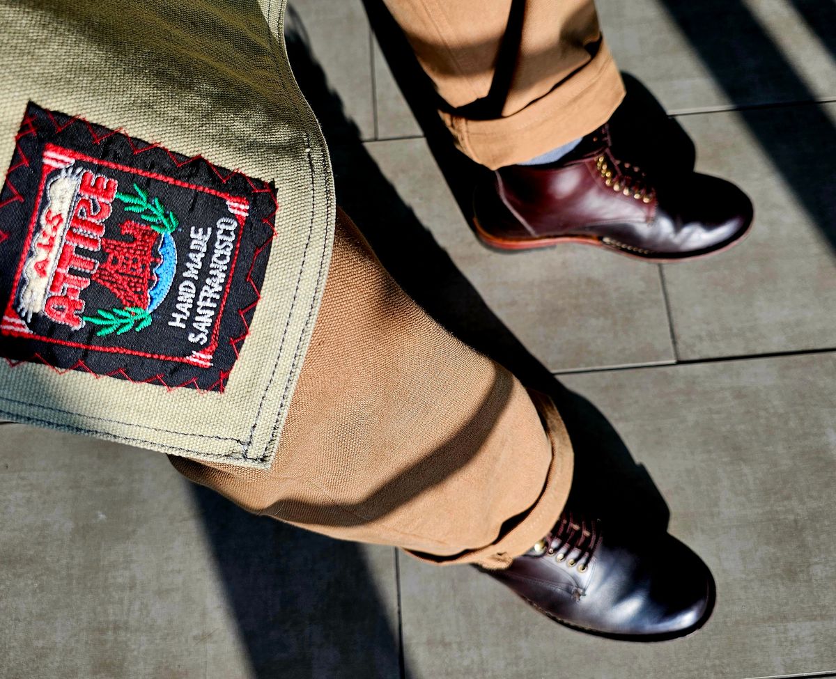 Photo by LeeRoss on December 19, 2024 of the Al's Attire Hand Made Type 1 Service Boot in Horween Brown Chromexcel Horsehide.