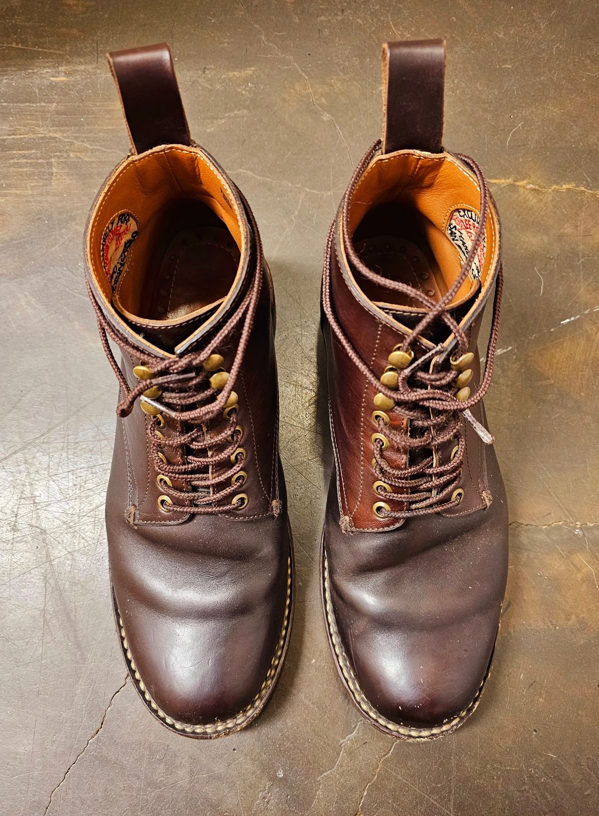 Photo by LeeRoss on January 5, 2025 of the Al's Attire Hand Made Type 1 Service Boot in Horween Brown Chromexcel Horsehide.