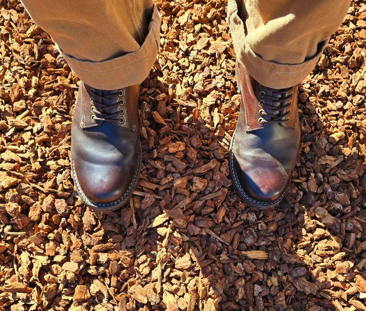 Photo by LeeRoss on January 21, 2025 of the Al's Attire Hand Made Type 1 Service Boot in Horween Brown Chromexcel Horsehide.