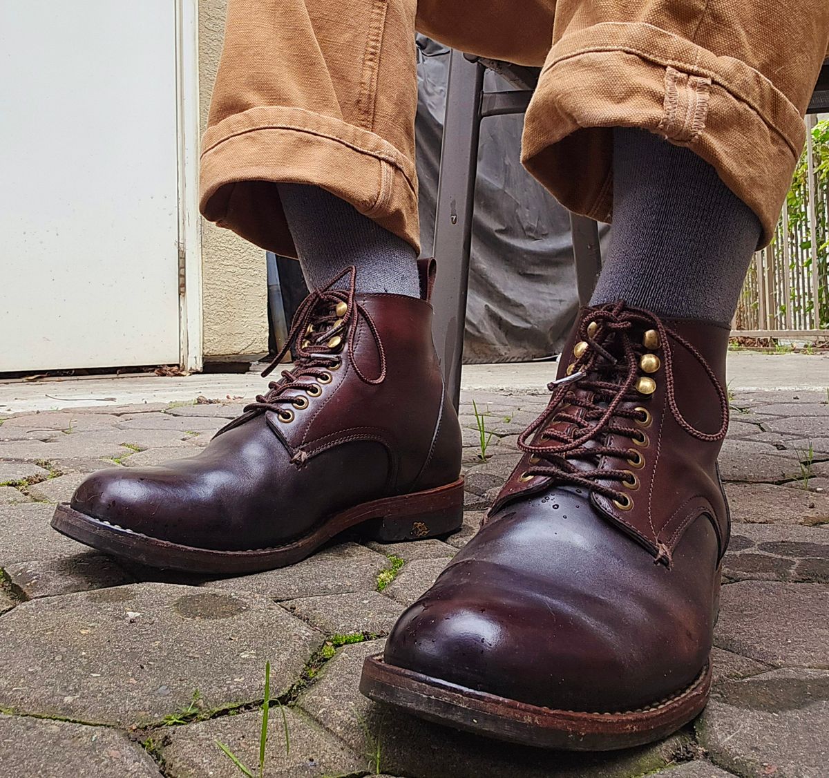 Photo by LeeRoss on February 3, 2025 of the Al's Attire Hand Made Type 1 Service Boot in Horween Brown Chromexcel Horsehide.
