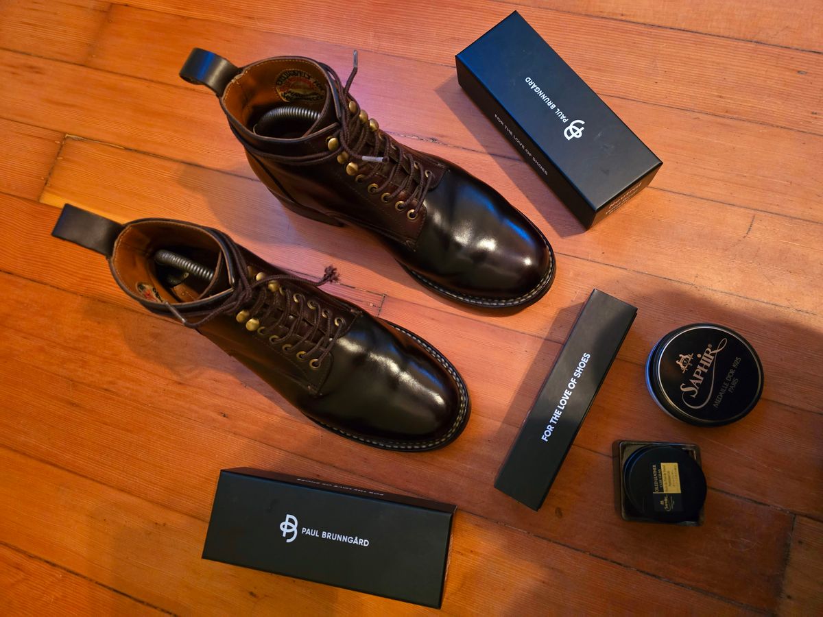 Photo by LeeRoss on February 24, 2025 of the Al's Attire Hand Made Type 1 Service Boot in Horween Brown Chromexcel Horsehide.