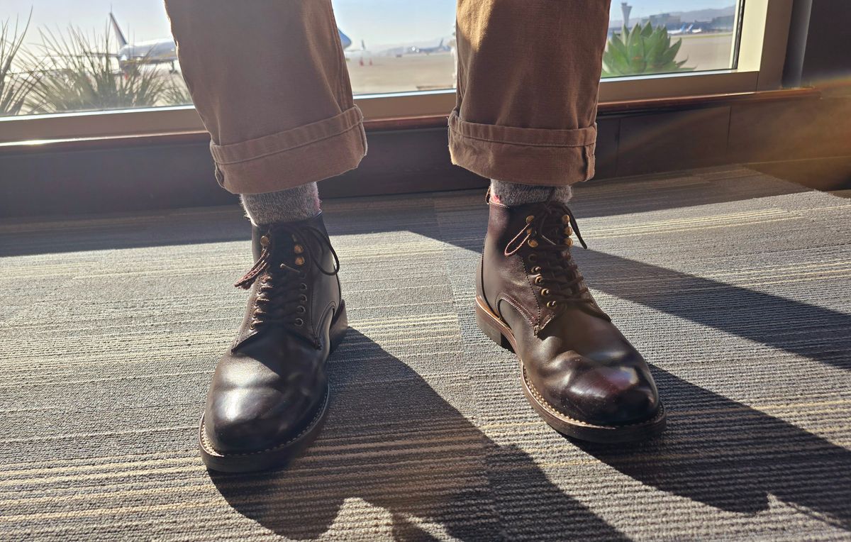 Photo by LeeRoss on February 26, 2025 of the Al's Attire Hand Made Type 1 Service Boot in Horween Brown Chromexcel Horsehide.